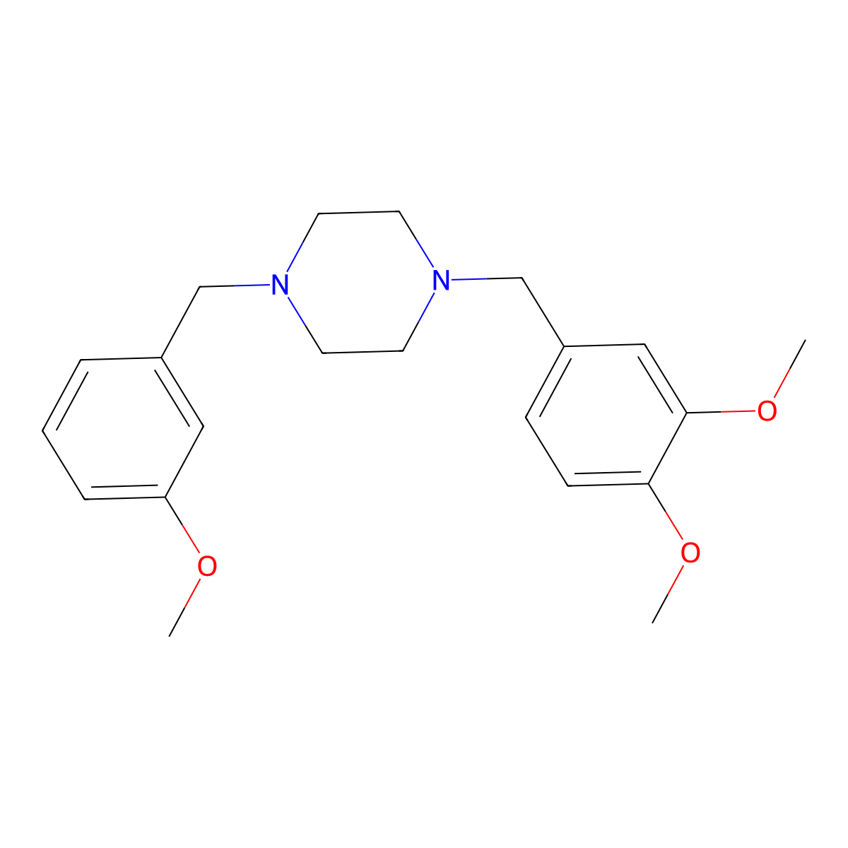 1-[(3,4-Dimethoxyphenyl)methyl]-4-[(3-methoxyphenyl)methyl]piperazine molecular structure, CAS 355823-25-5
