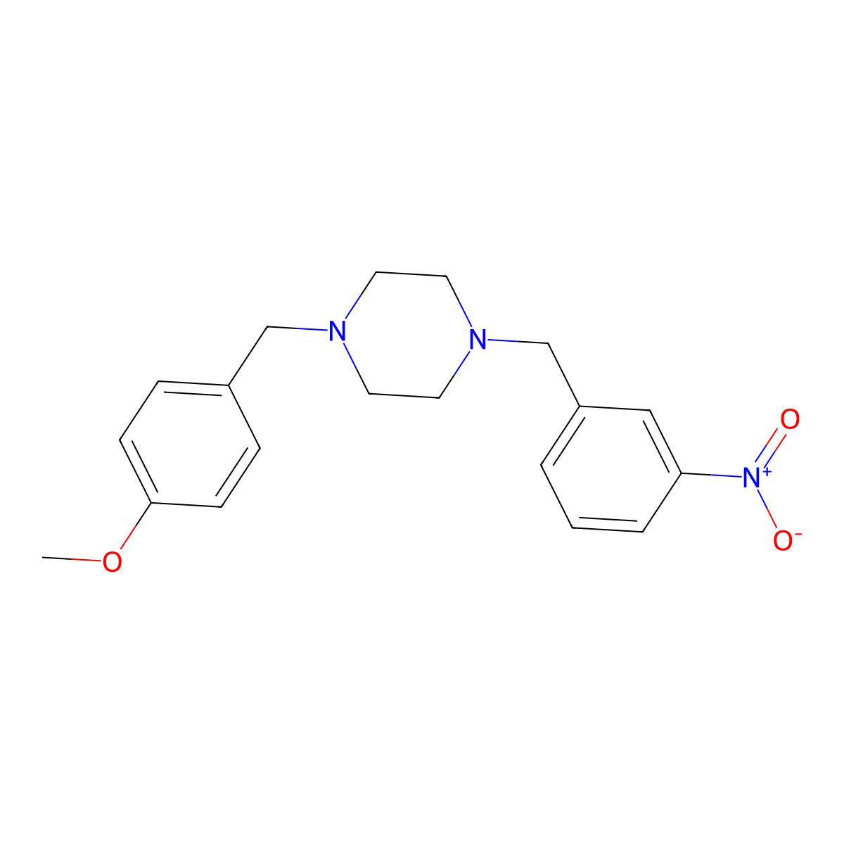 1-[(4-Methoxyphenyl)methyl]-4-[(3-nitrophenyl)methyl]piperazine molecular structure, CAS 355823-28-8