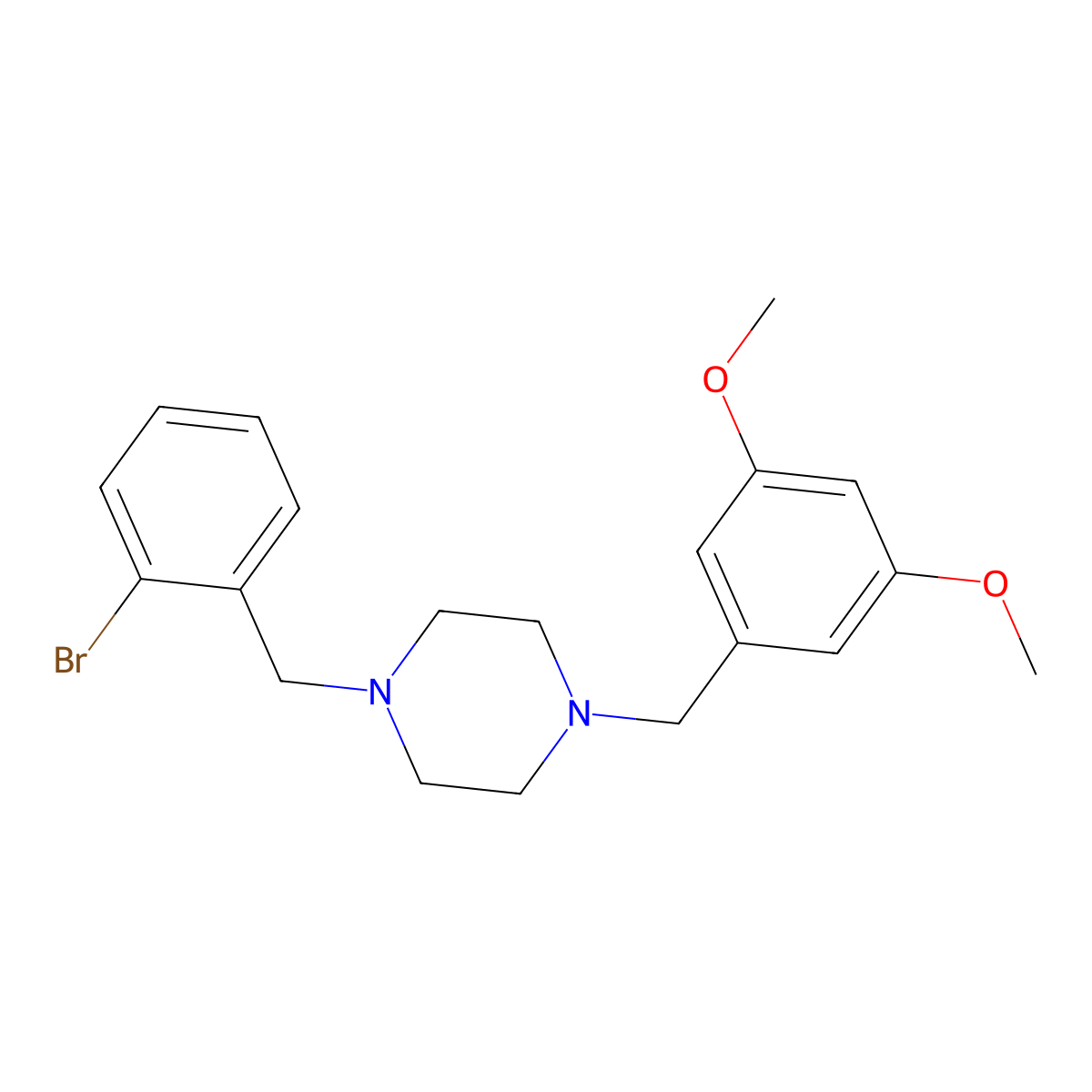 1-(2-Bromobenzyl)-4-(3,5-dimethoxybenzyl)piperazine molecular structure, CAS 355823-30-2