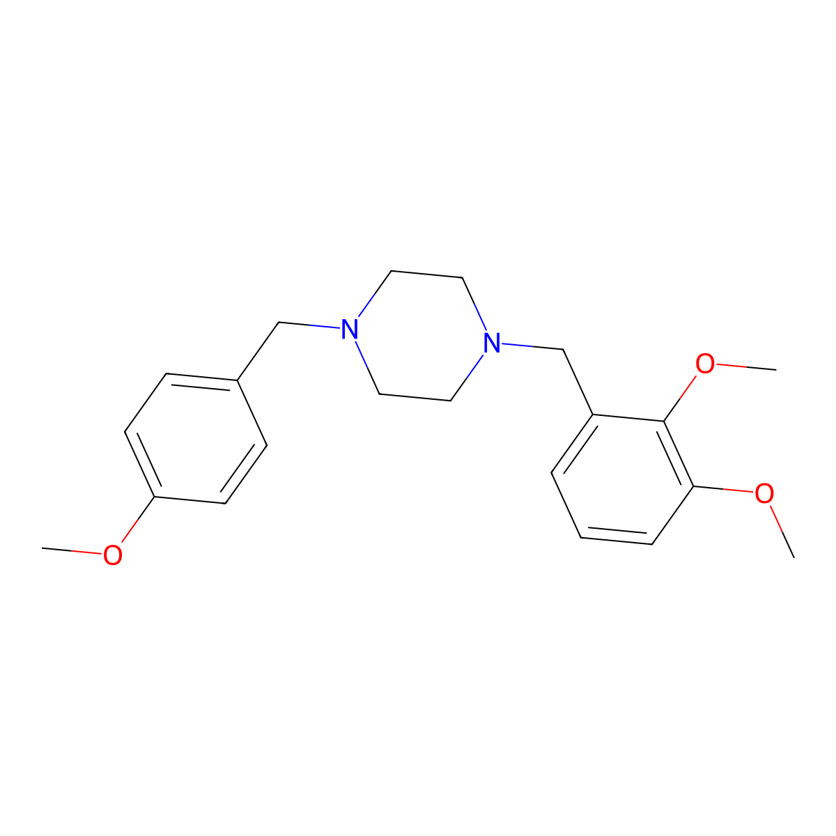 1-[(2,3-Dimethoxyphenyl)methyl]-4-[(4-methoxyphenyl)methyl]piperazine molecular structure, CAS 355823-33-5
