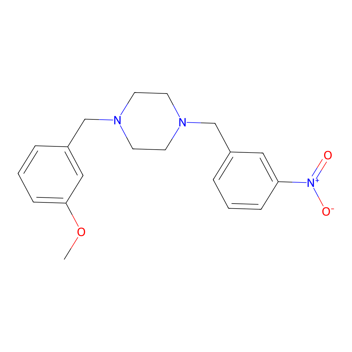 1-[(3-Methoxyphenyl)methyl]-4-[(3-nitrophenyl)methyl]piperazine molecular structure, CAS 355823-41-5