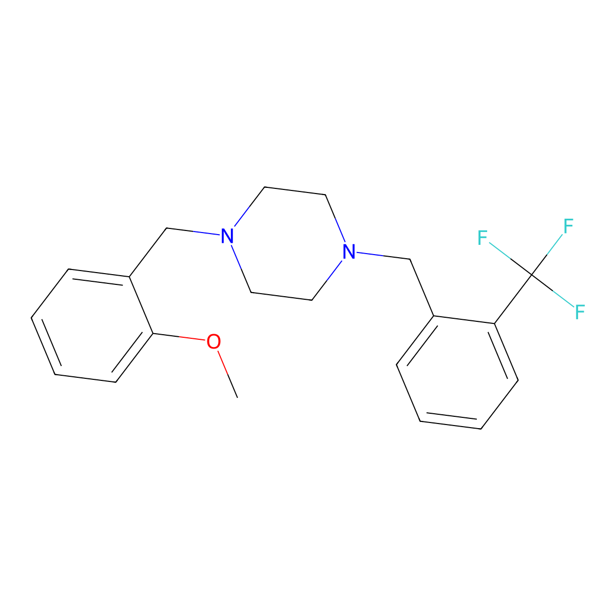 1-(2-Methoxybenzyl)-4-[2-(trifluoromethyl)benzyl]piperazine molecular structure, CAS 355823-48-2