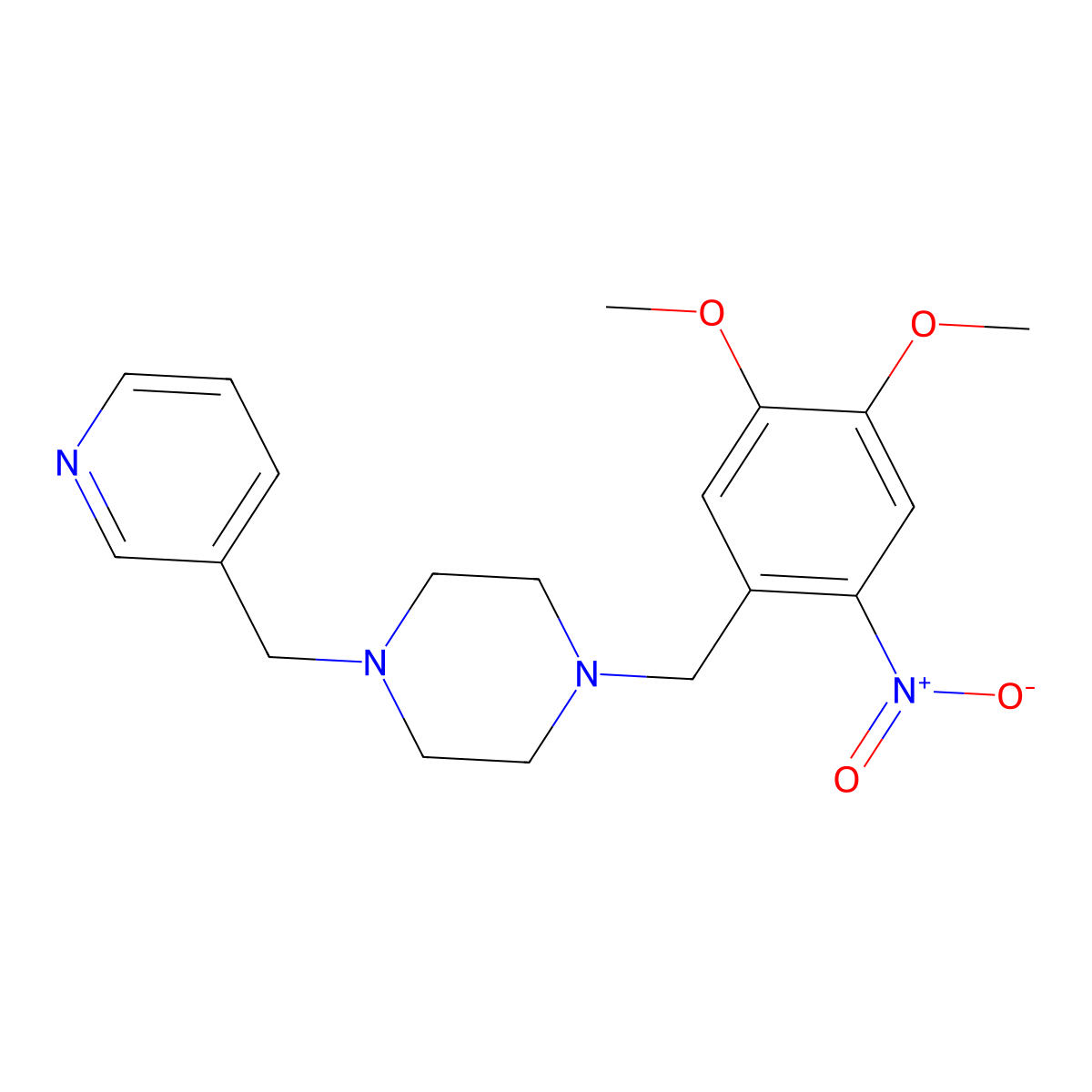 1-[(4,5-Dimethoxy-2-nitrophenyl)methyl]-4-(pyridin-3-ylmethyl)piperazine molecular structure, CAS 355823-52-8