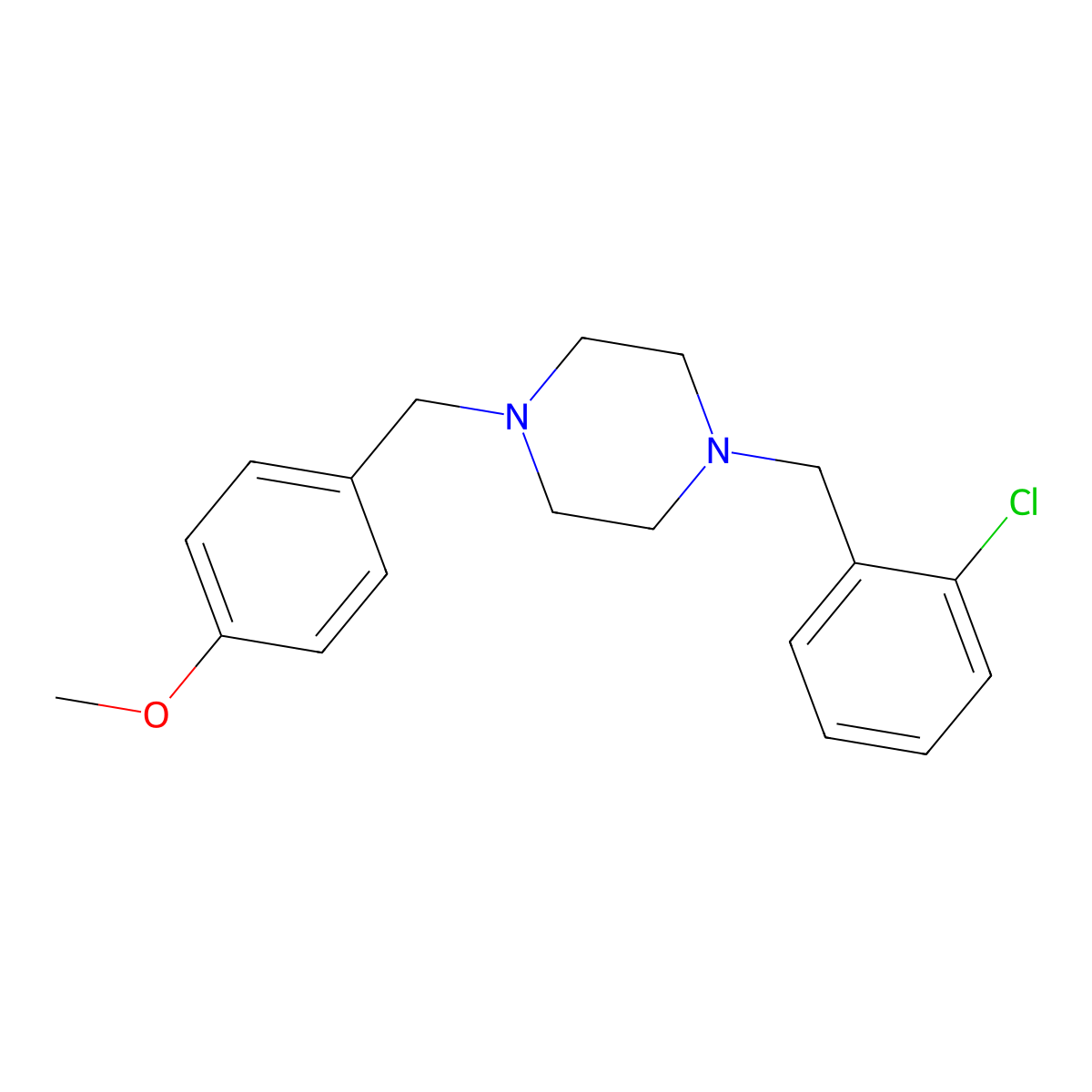 1-(2-Chlorobenzyl)-4-(4-methoxybenzyl)piperazine molecular structure, CAS 355823-56-2