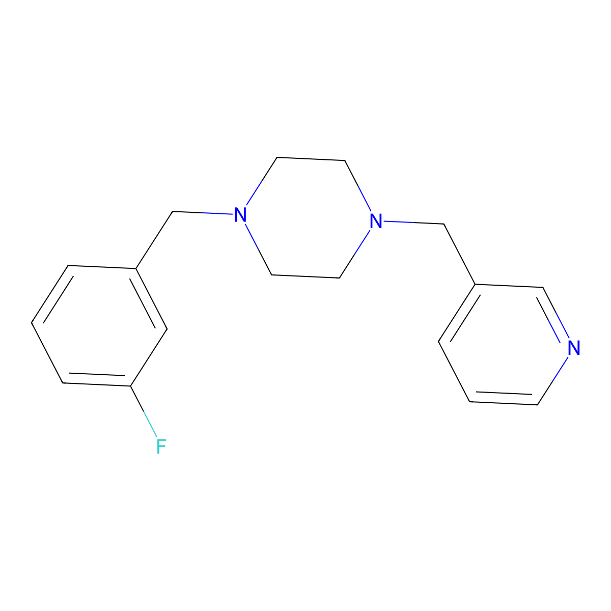 1-(3-Fluorobenzyl)-4-(pyridin-3-ylmethyl)piperazine molecular structure, CAS 355823-64-2