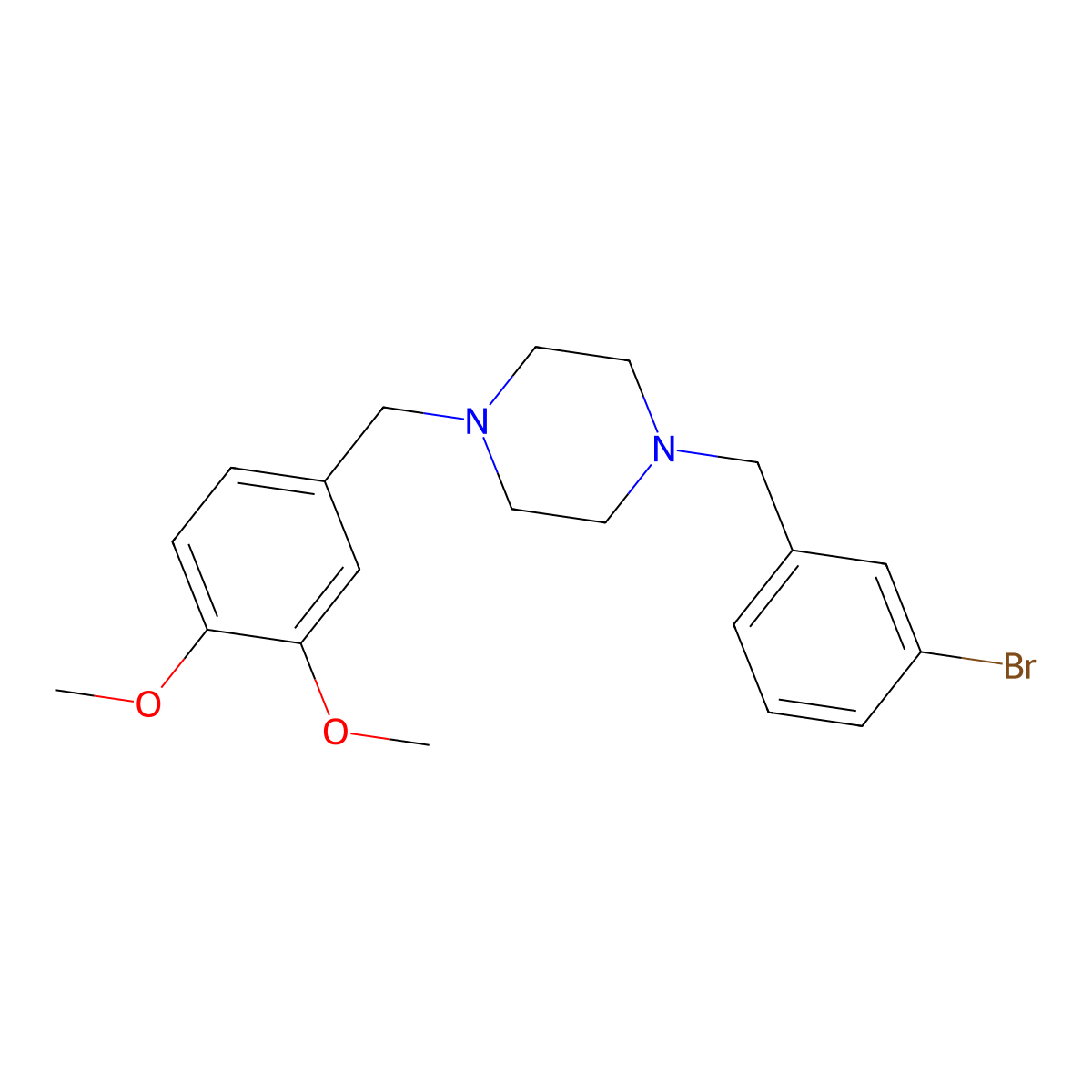 1-(3-Bromobenzyl)-4-(3,4-dimethoxybenzyl)piperazine molecular structure, CAS 355823-67-5