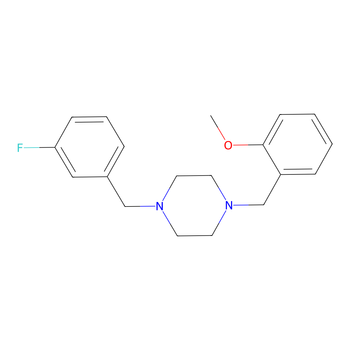 1-(3-Fluorobenzyl)-4-(2-methoxybenzyl)piperazine molecular structure, CAS 355823-71-1