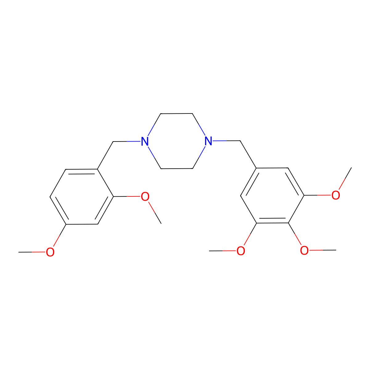 1-[(2,4-Dimethoxyphenyl)methyl]-4-[(3,4,5-trimethoxyphenyl)methyl]piperazine molecular structure, CAS 355823-73-3