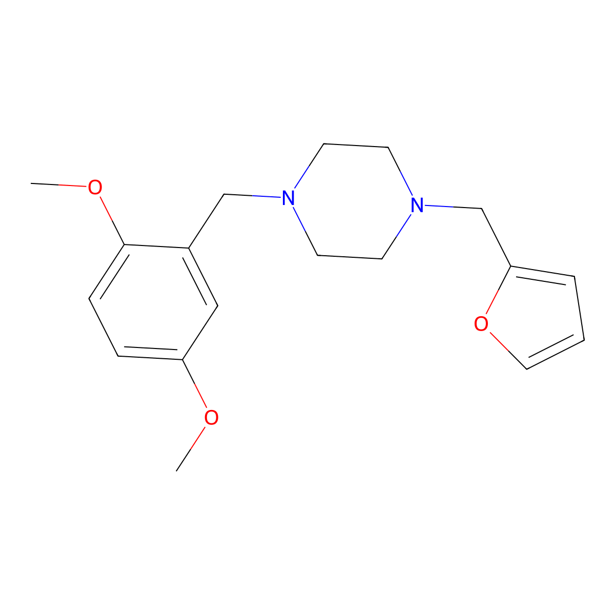 1-[(2,5-Dimethoxyphenyl)methyl]-4-(furan-2-ylmethyl)piperazine molecular structure, CAS 355823-74-4