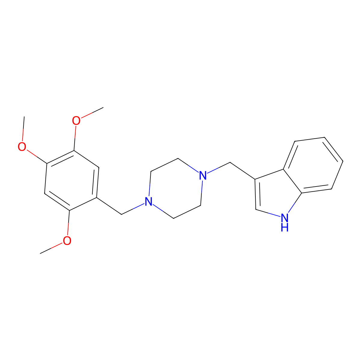 3-[[4-[(2,4,5-trimethoxyphenyl)methyl]piperazin-1-yl]methyl]-1H-indole molecular structure, CAS 355823-76-6