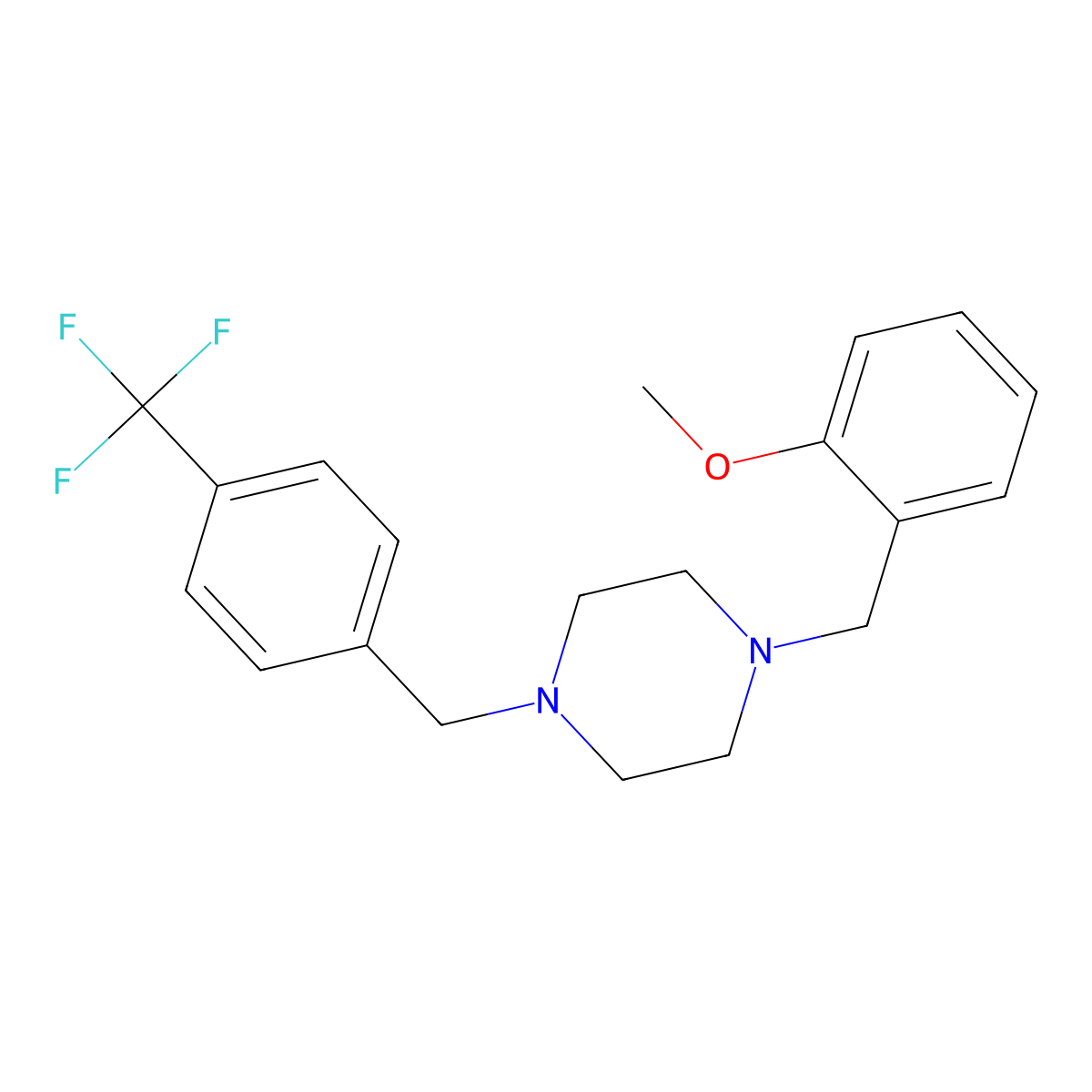 1-[(2-Methoxyphenyl)methyl]-4-[[4-(trifluoromethyl)phenyl]methyl]piperazine molecular structure, CAS 355823-78-8