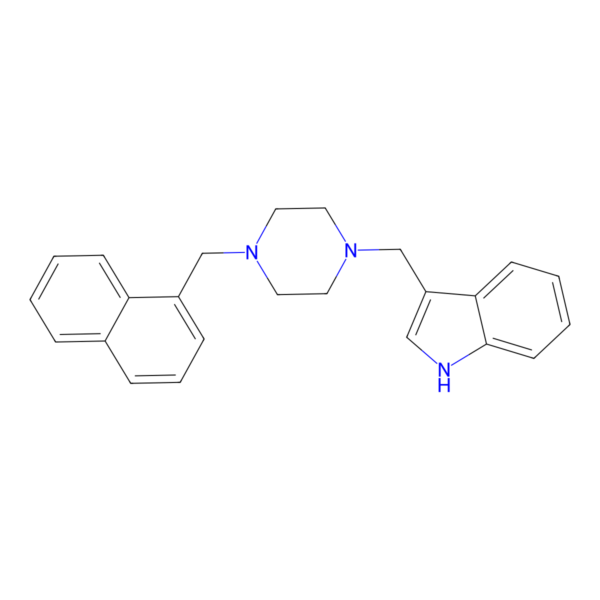 3-[[4-(naphthalen-1-ylmethyl)piperazin-1-yl]methyl]-1H-indole molecular structure, CAS 355823-87-9