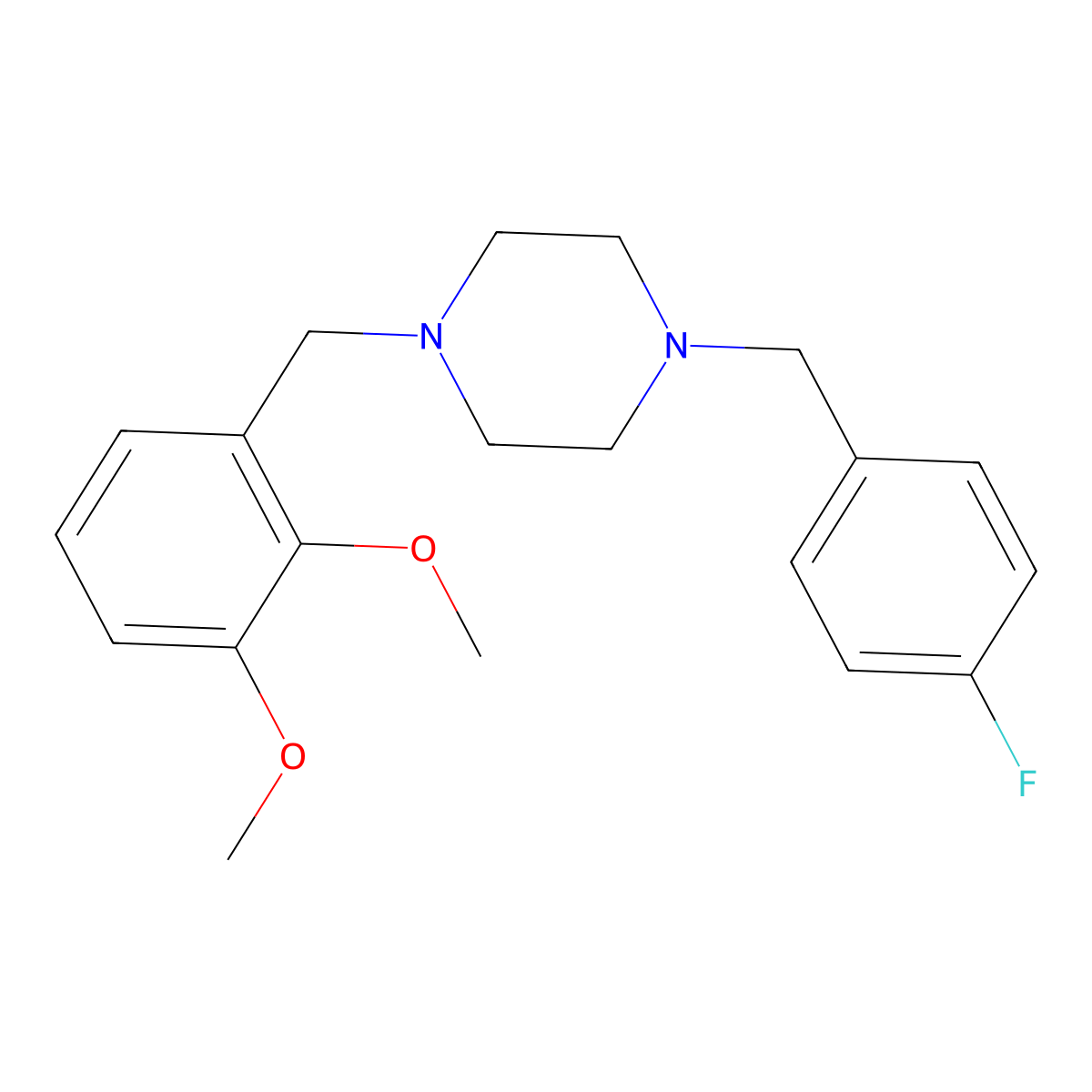 1-(2,3-Dimethoxybenzyl)-4-(4-fluorobenzyl)piperazine molecular structure, CAS 355824-17-8