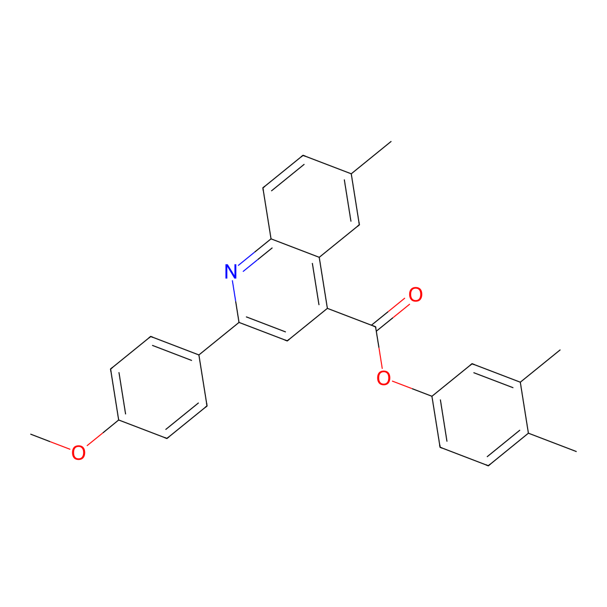 3,4-Dimethylphenyl 2-(4-methoxyphenyl)-6-methyl-4-quinolinecarboxylate molecular structure, CAS 355824-20-3