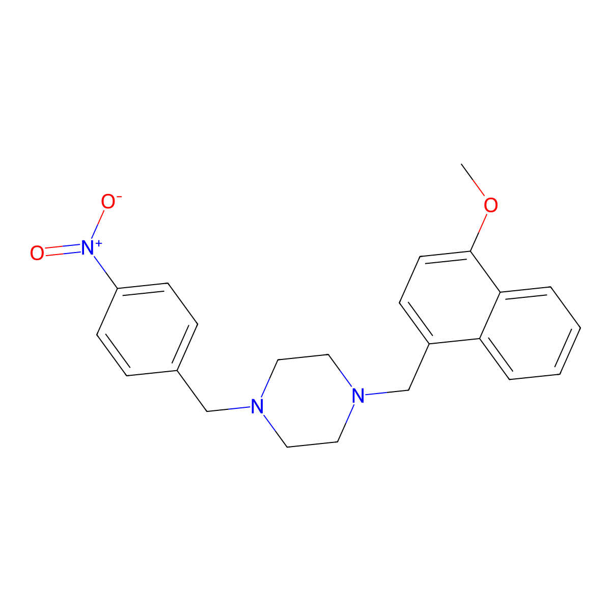 1-[(4-Methoxynaphthalen-1-yl)methyl]-4-[(4-nitrophenyl)methyl]piperazine molecular structure, CAS 355824-28-1