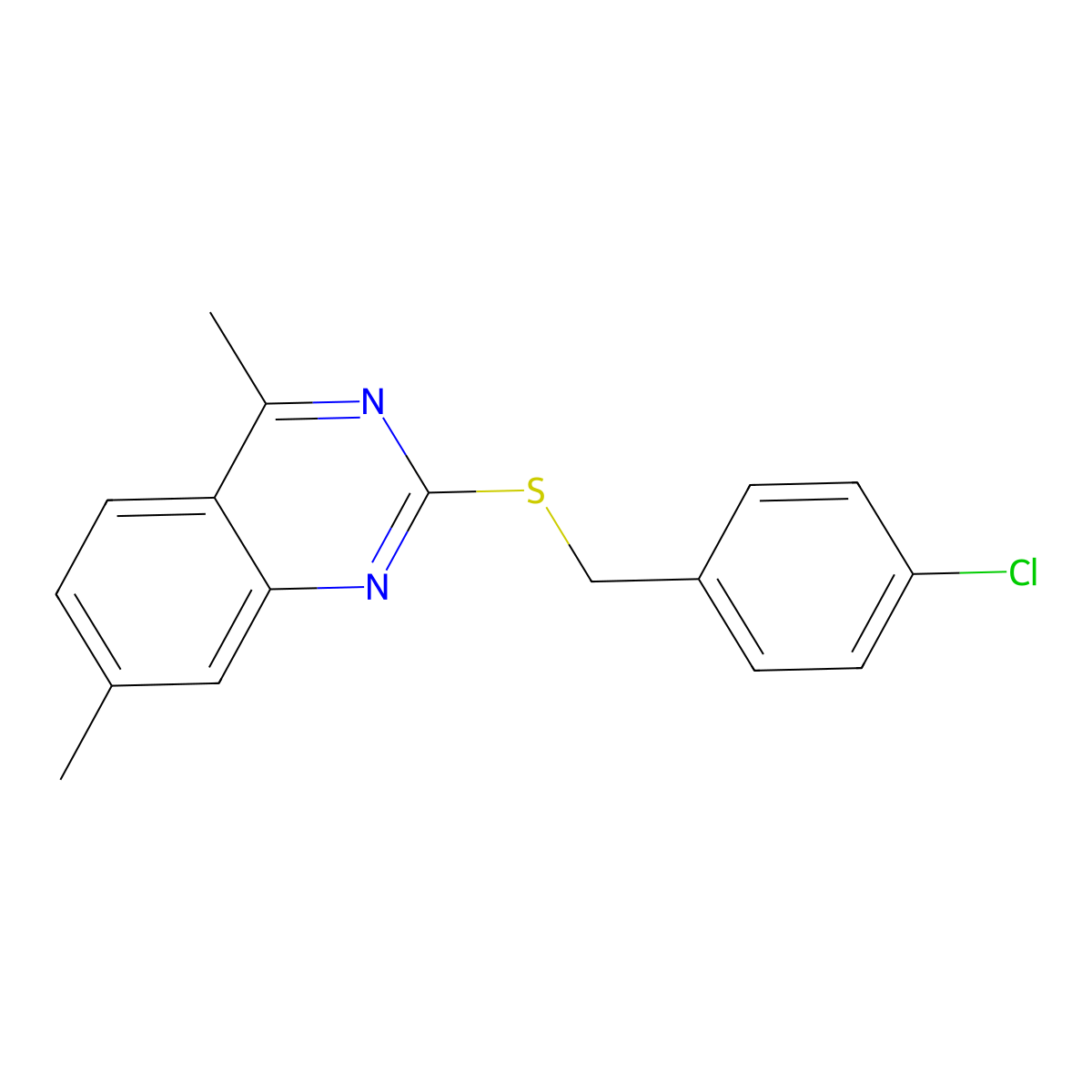 2-[(4-Chlorobenzyl)thio]-4,7-dimethylquinazoline molecular structure, CAS 355824-33-8