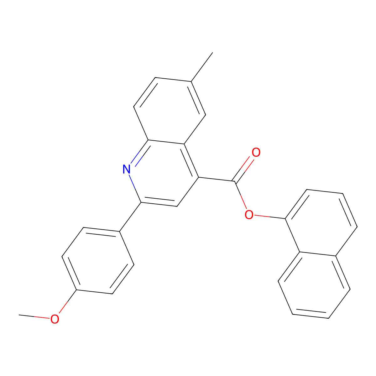 Naphthalen-1-yl 2-(4-methoxyphenyl)-6-methylquinoline-4-carboxylate molecular structure, CAS 355824-34-9
