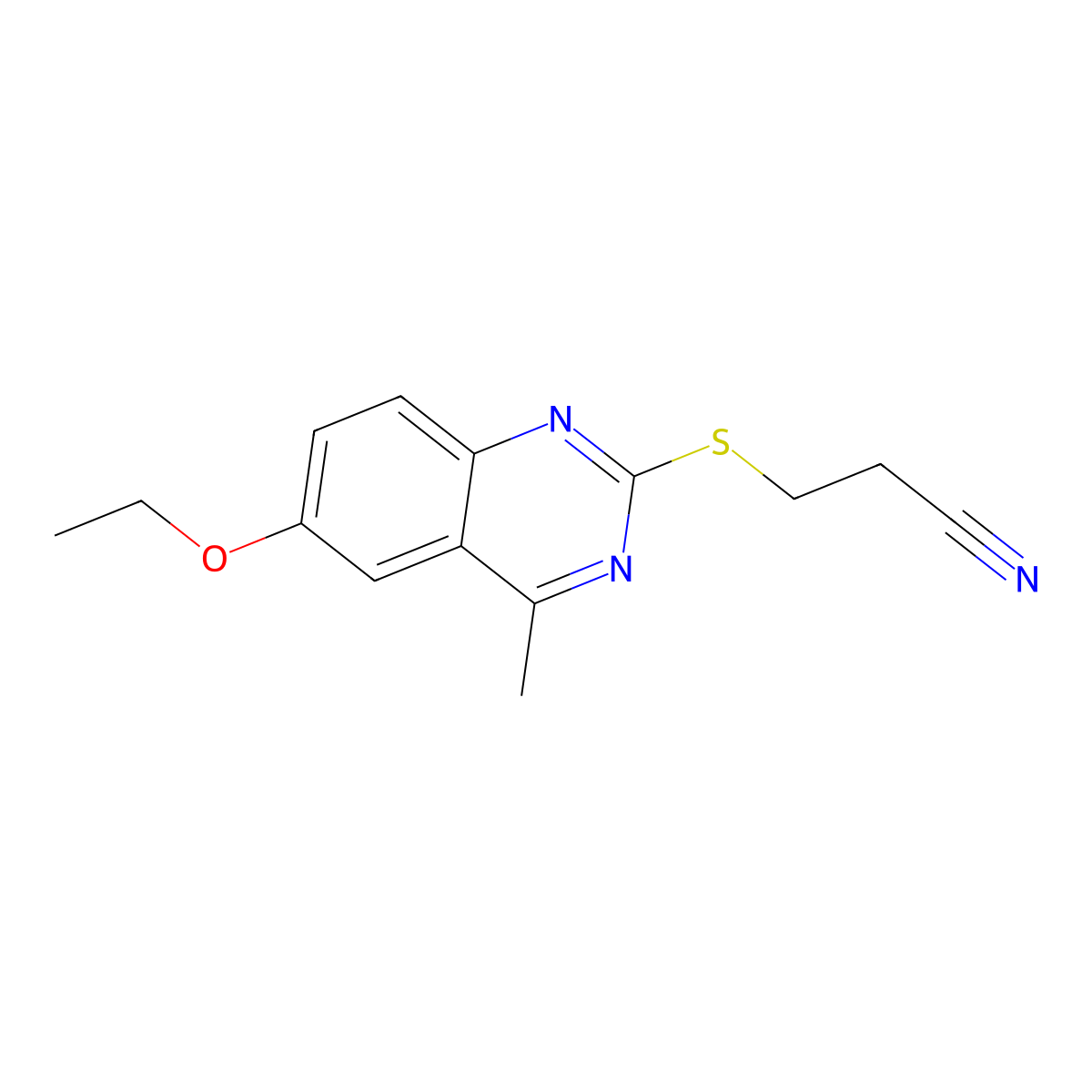 3-(6-Ethoxy-4-methylquinazolin-2-yl)sulfanylpropanenitrile molecular structure, CAS 355824-37-2