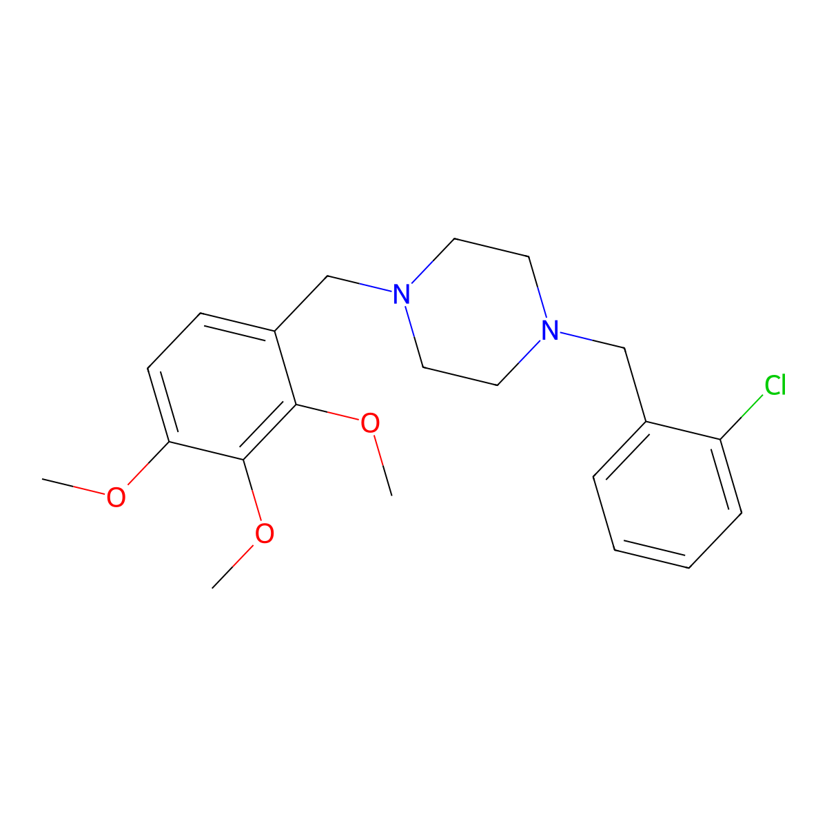 1-[(2-Chlorophenyl)methyl]-4-[(2,3,4-trimethoxyphenyl)methyl]piperazine molecular structure, CAS 355824-39-4