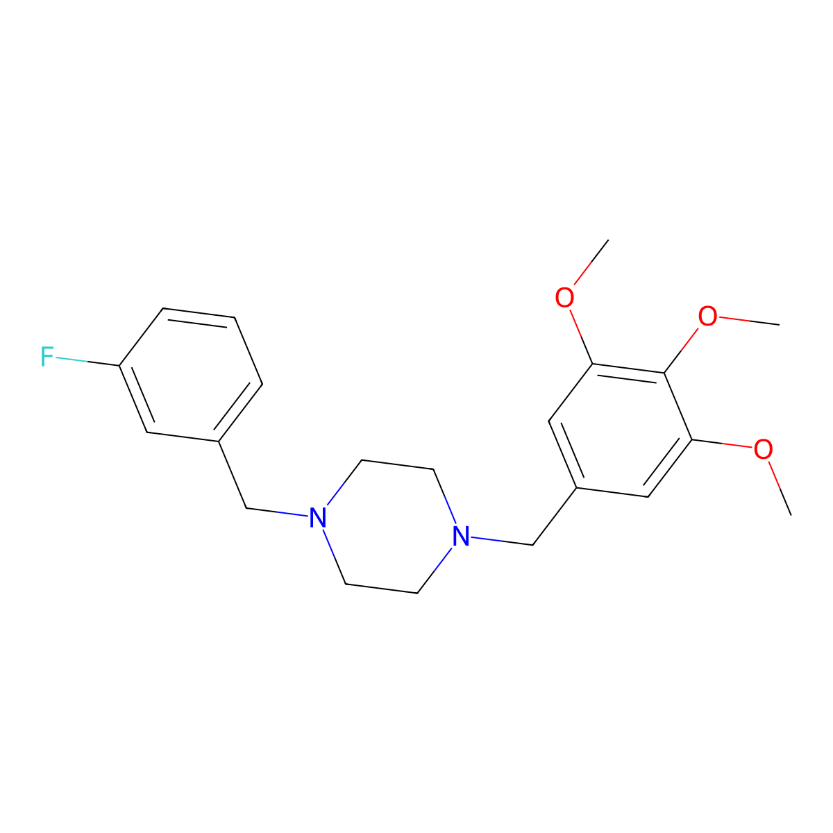1-[(3-Fluorophenyl)methyl]-4-[(3,4,5-trimethoxyphenyl)methyl]piperazine molecular structure, CAS 355824-67-8