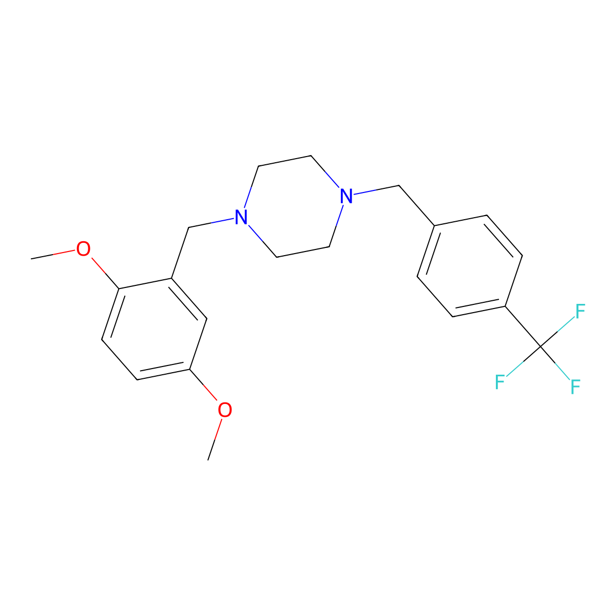 1-(2,5-Dimethoxybenzyl)-4-[4-(trifluoromethyl)benzyl]piperazine molecular structure, CAS 355824-75-8