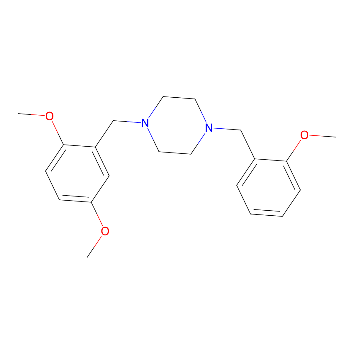 1-(2,5-Dimethoxybenzyl)-4-(2-methoxybenzyl)piperazine molecular structure, CAS 355824-78-1
