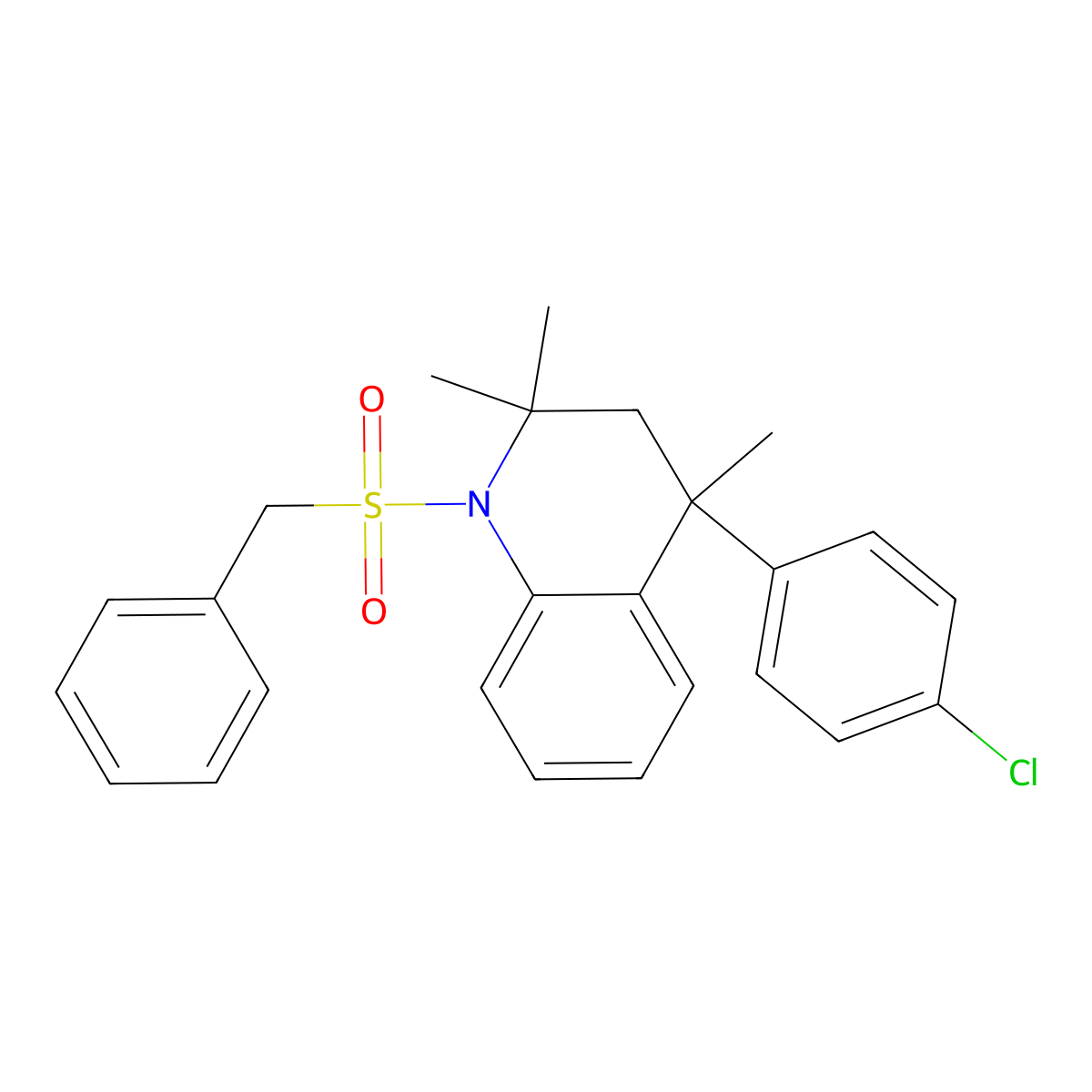 1-(Benzylsulfonyl)-4-(4-chlorophenyl)-2,2,4-trimethyl-1,2,3,4-tetrahydroquinoline molecular structure, CAS 355824-79-2