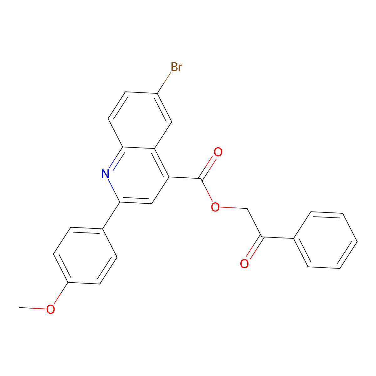 2-Oxo-2-phenylethyl 6-bromo-2-(4-methoxyphenyl)quinoline-4-carboxylate molecular structure, CAS 355824-97-4