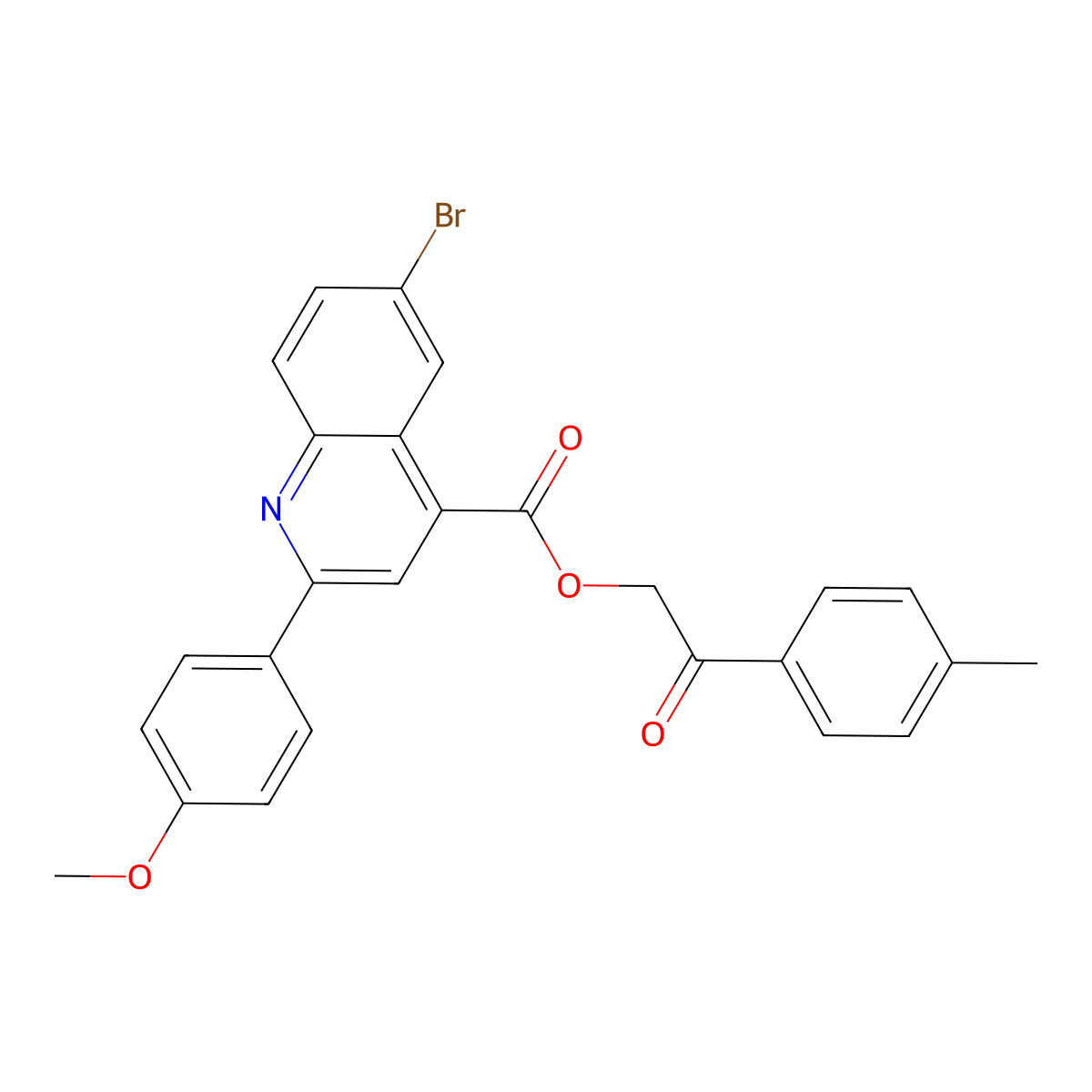 2-(4-Methylphenyl)-2-oxoethyl 6-bromo-2-(4-methoxyphenyl)-4-quinolinecarboxylate molecular structure, CAS 355825-01-3