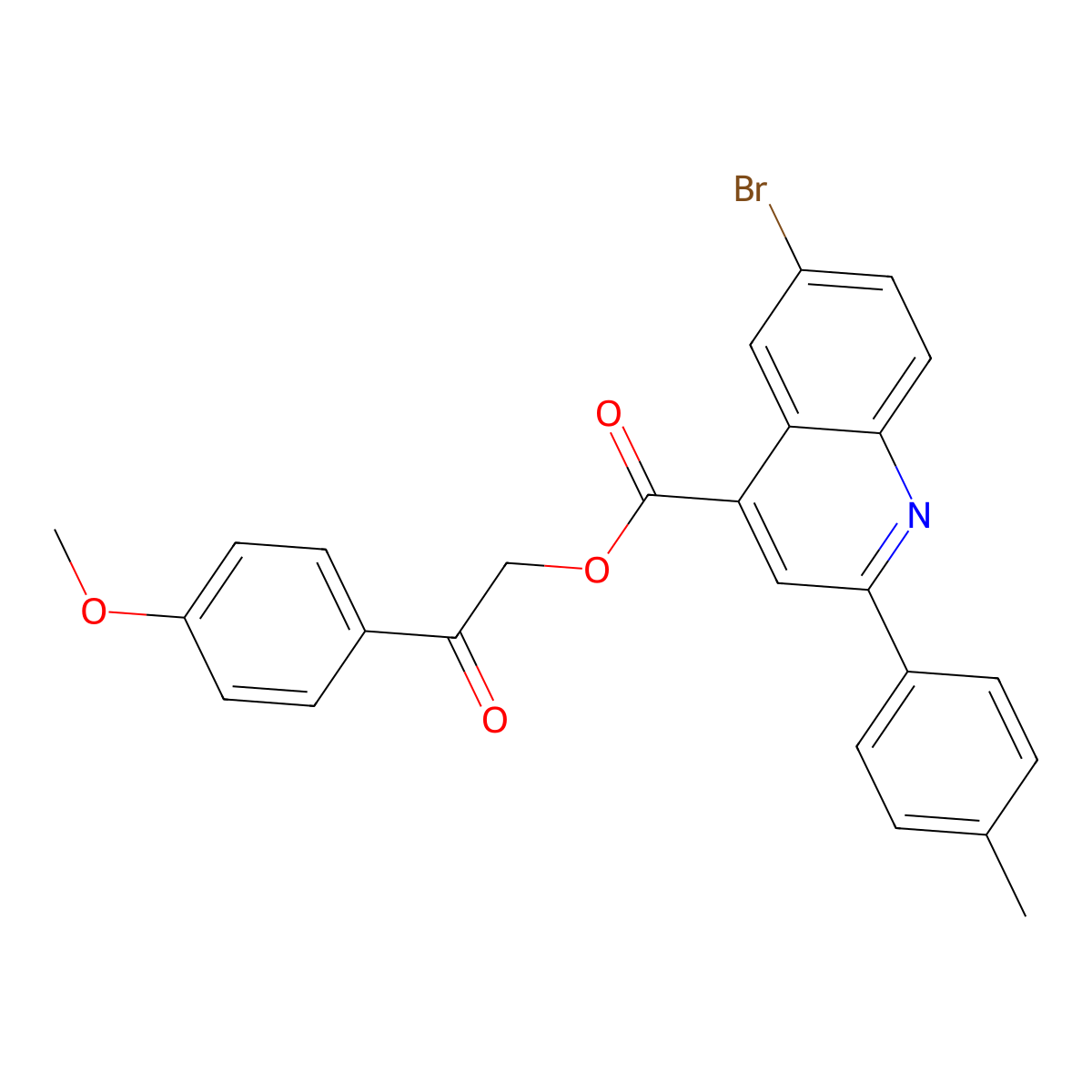 2-(4-Methoxyphenyl)-2-oxoethyl 6-bromo-2-(4-methylphenyl)-4-quinolinecarboxylate molecular structure, CAS 355825-15-9