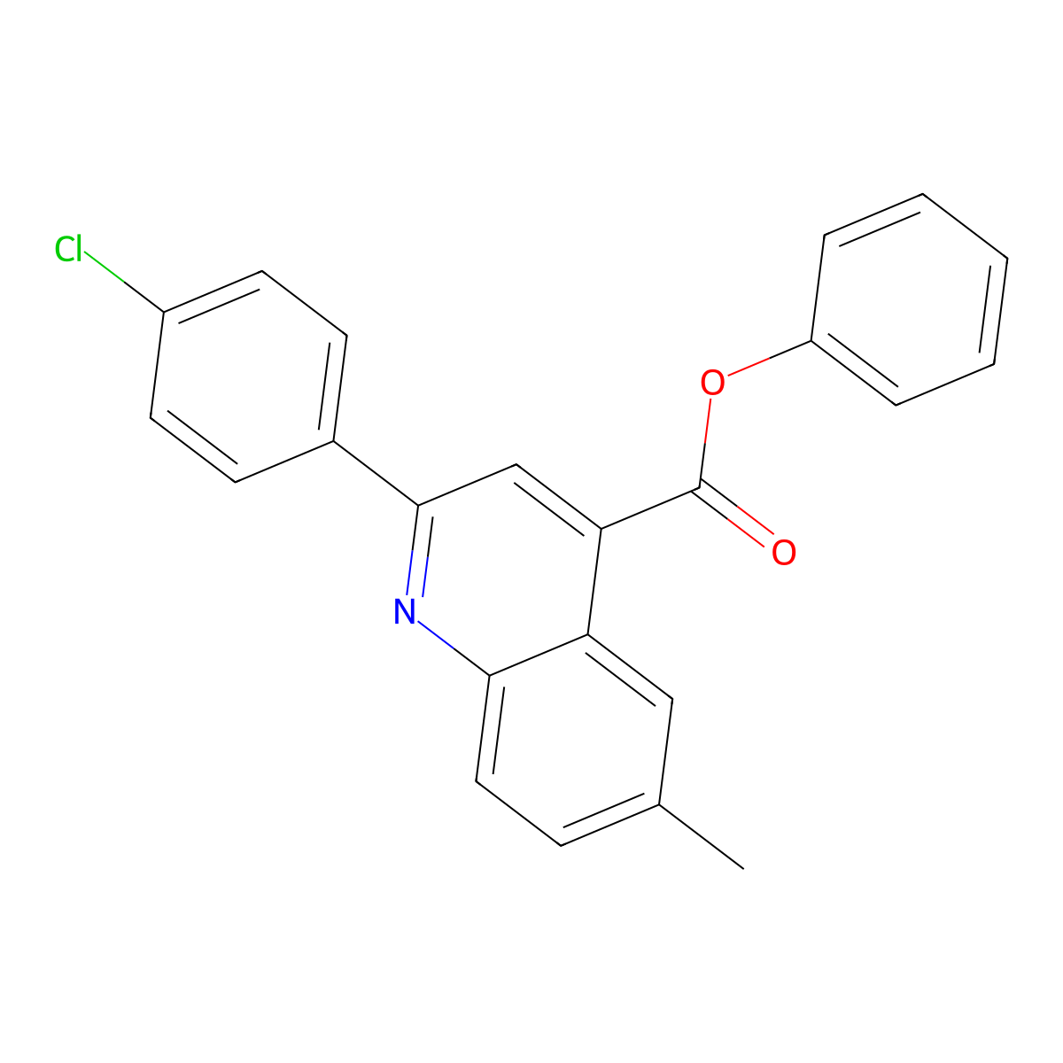 Phenyl 2-(4-chlorophenyl)-6-methyl-4-quinolinecarboxylate molecular structure, CAS 355825-40-0