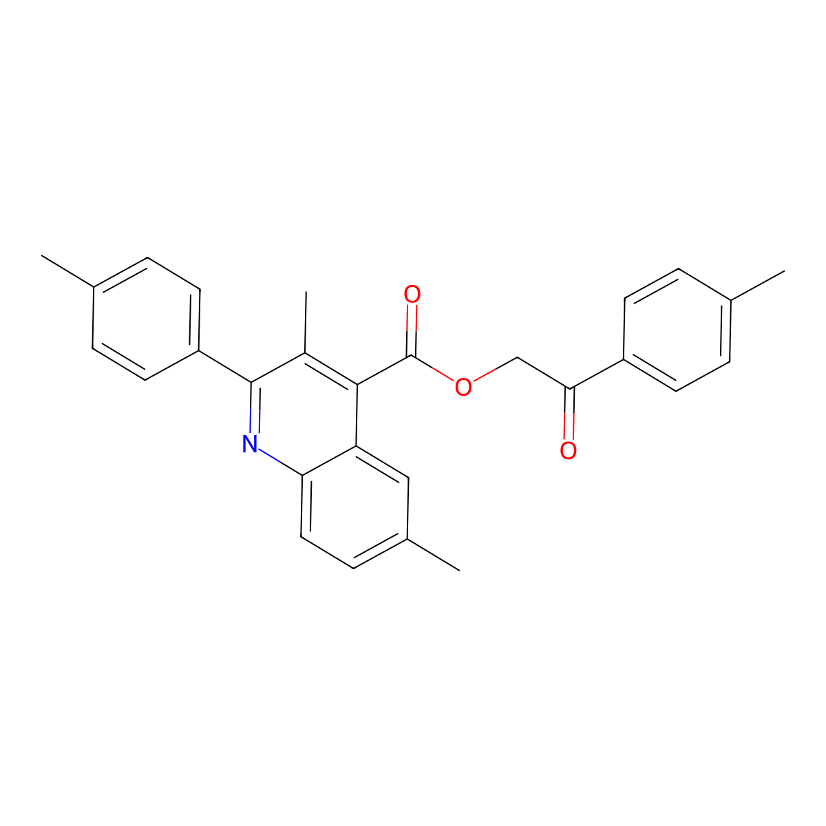 2-(4-Methylphenyl)-2-oxoethyl 3,6-dimethyl-2-(4-methylphenyl)-4-quinolinecarboxylate molecular structure, CAS 355825-52-4