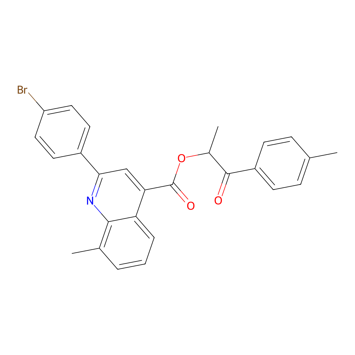 1-Methyl-2-(4-methylphenyl)-2-oxoethyl 2-(4-bromophenyl)-8-methyl-4-quinolinecarboxylate molecular structure, CAS 355825-65-9