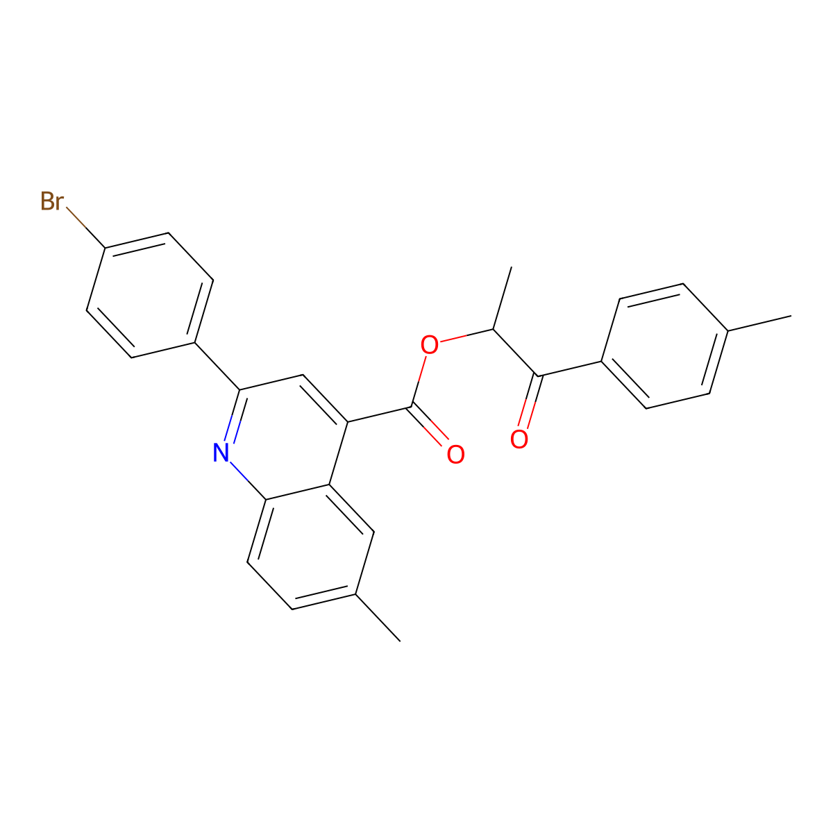 1-ME-2-(4-Methylphenyl)-2-oxoethyl 2-(4-bromophenyl)-6-ME-4-quinolinecarboxylate molecular structure, CAS 355826-54-9
