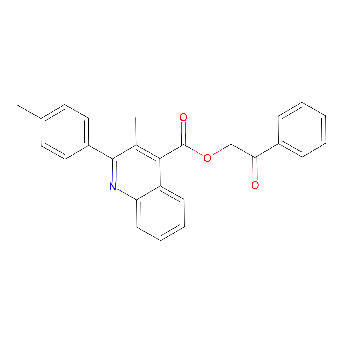 2-Oxo-2-phenylethyl 3-methyl-2-(4-methylphenyl)-4-quinolinecarboxylate molecular structure, CAS 355826-60-7