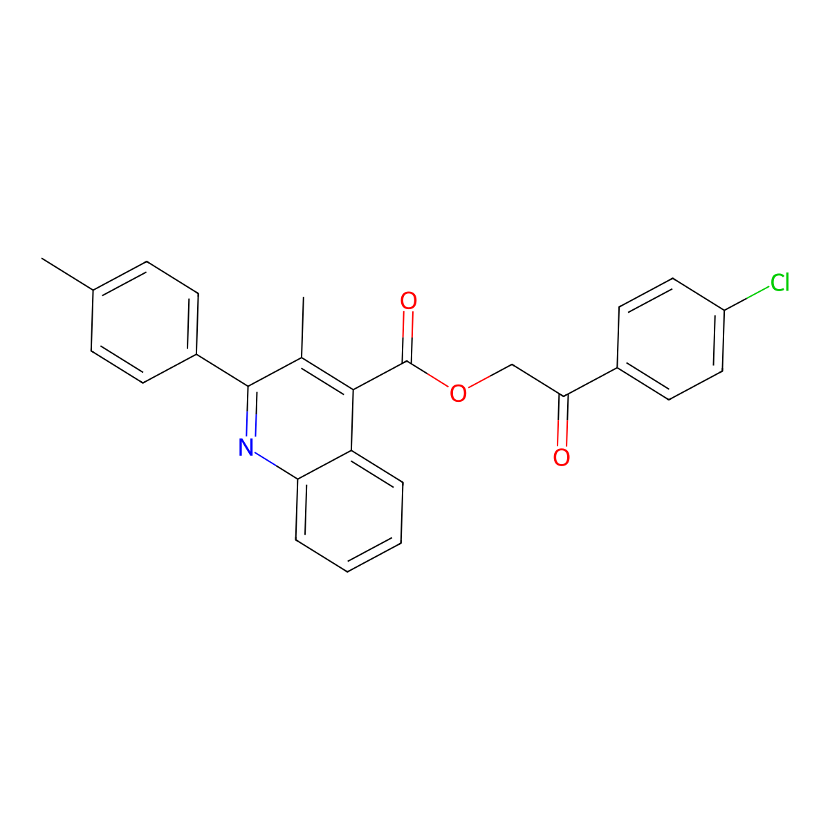 2-(4-Chlorophenyl)-2-oxoethyl 3-methyl-2-(4-methylphenyl)-4-quinolinecarboxylate molecular structure, CAS 355826-63-0