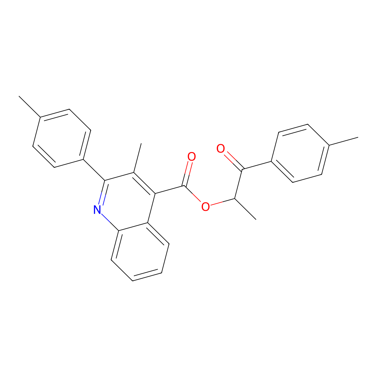 1-ME-2-(4-Methylphenyl)-2-oxoethyl 3-ME-2-(4-methyl-PH)-4-quinolinecarboxylate molecular structure, CAS 355826-68-5