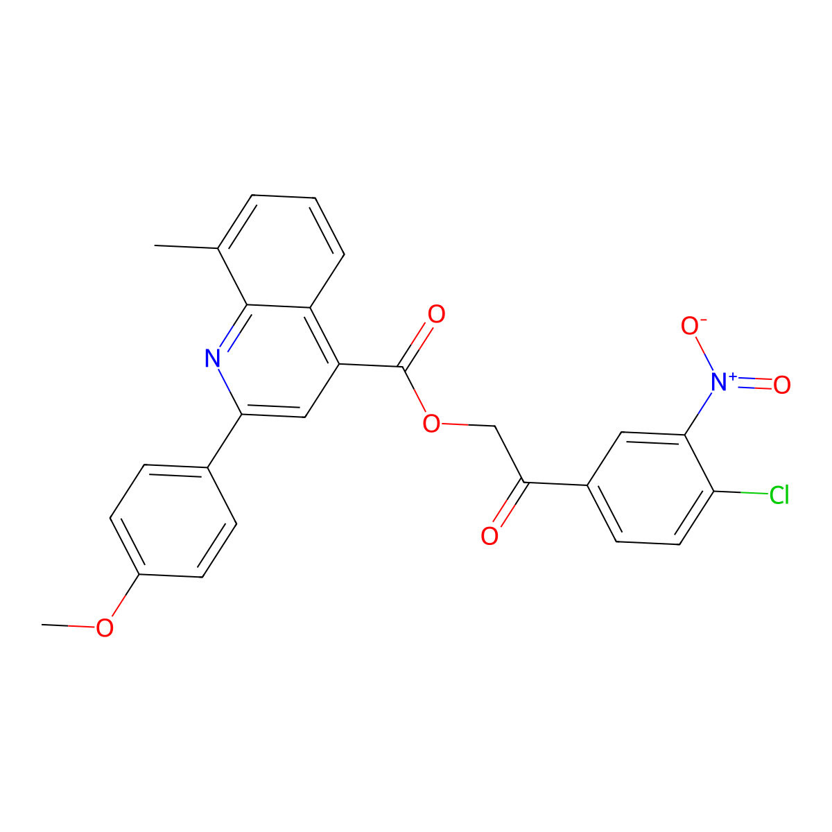 2-(4-Chloro-3-nitrophenyl)-2-oxoethyl 2-(4-methoxyphenyl)-8-methylquinoline-4-carboxylate molecular structure, CAS 355826-73-2