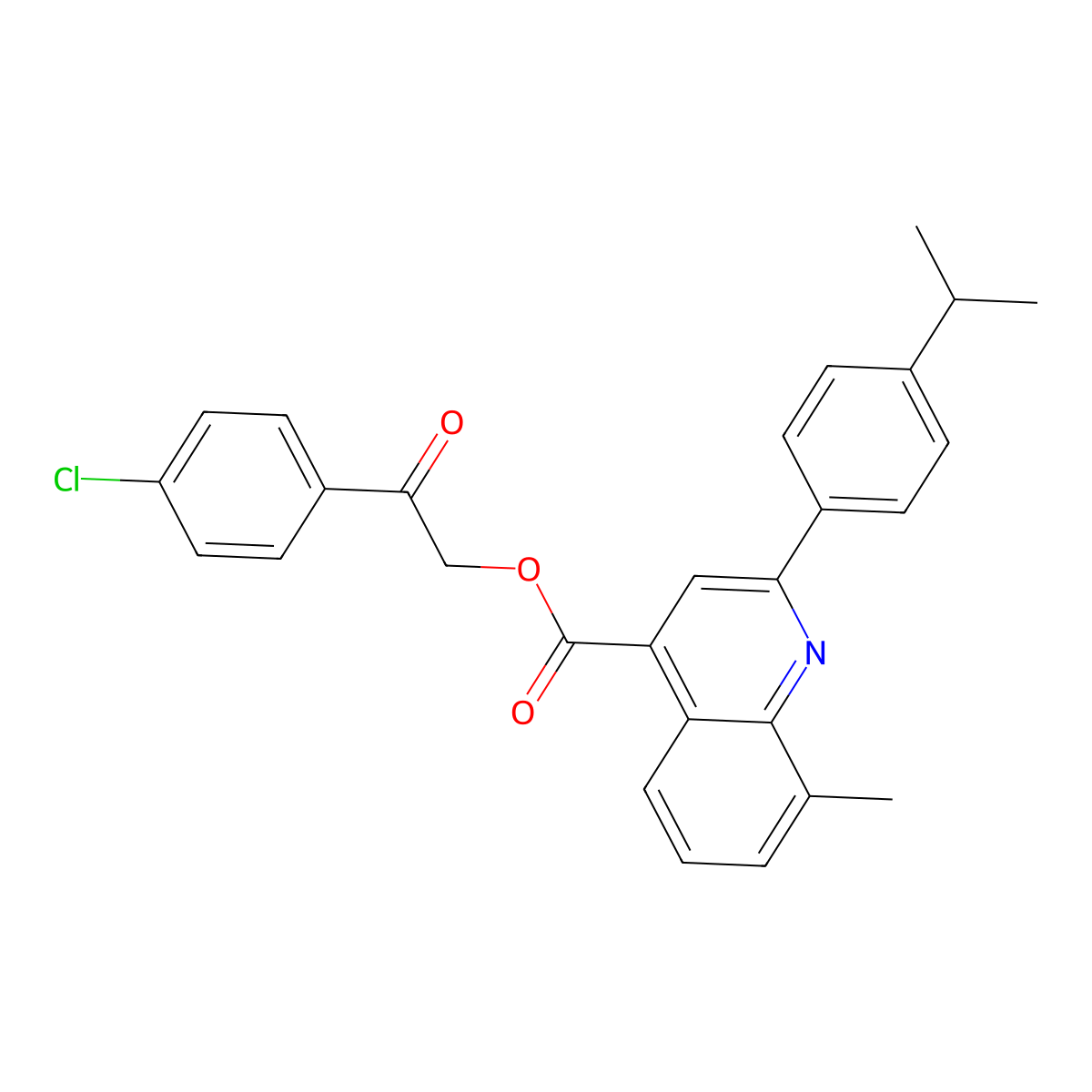 2-(4-Chlorophenyl)-2-oxoethyl 2-(4-isopropylphenyl)-8-ME-4-quinolinecarboxylate molecular structure, CAS 355826-79-8