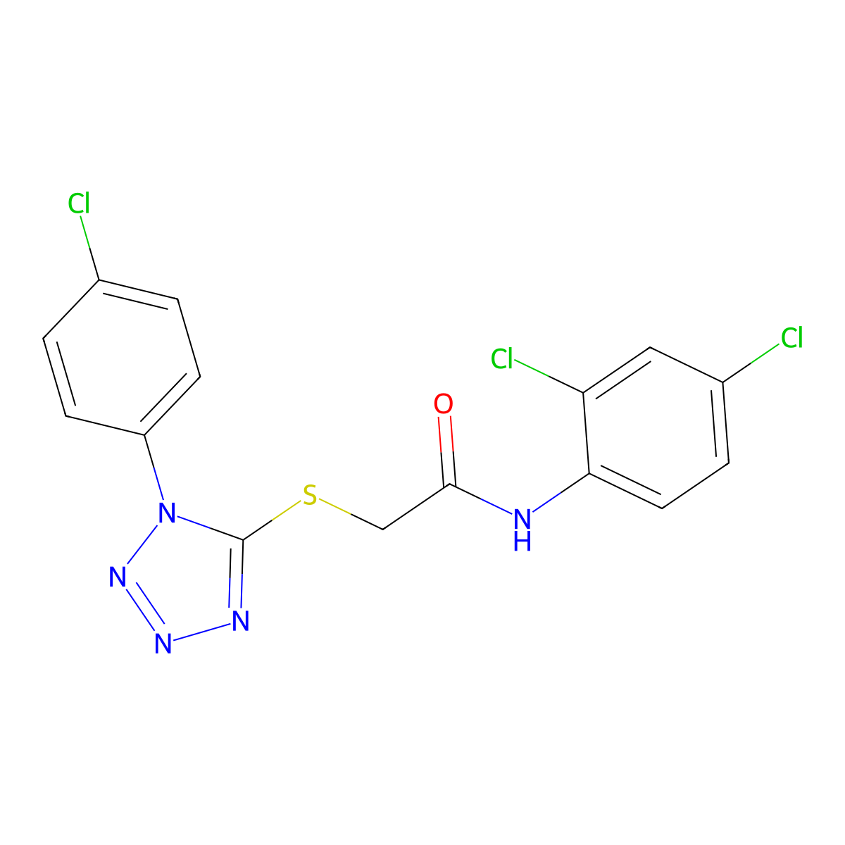 2-{[1-(4-chlorophenyl)-1H-tetrazol-5-yl]sulfanyl}-N-(2,4-dichlorophenyl)acetamide molecular structure, CAS 355826-98-1