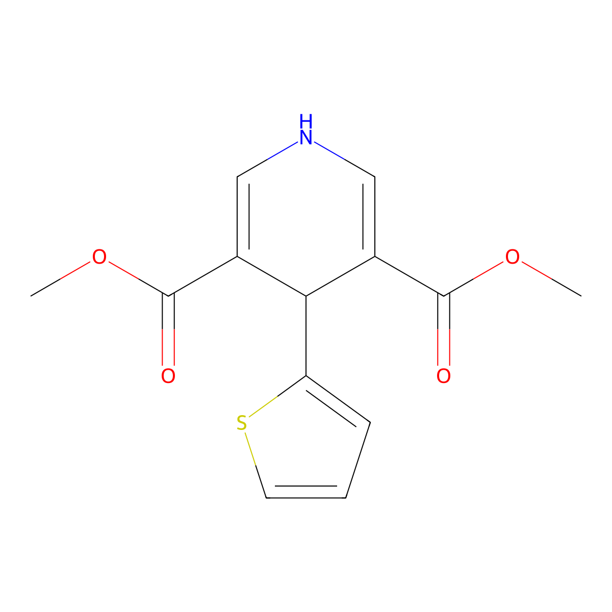 Dimethyl 4-(thiophen-2-yl)-1,4-dihydropyridine-3,5-dicarboxylate molecular structure, CAS 355827-08-6