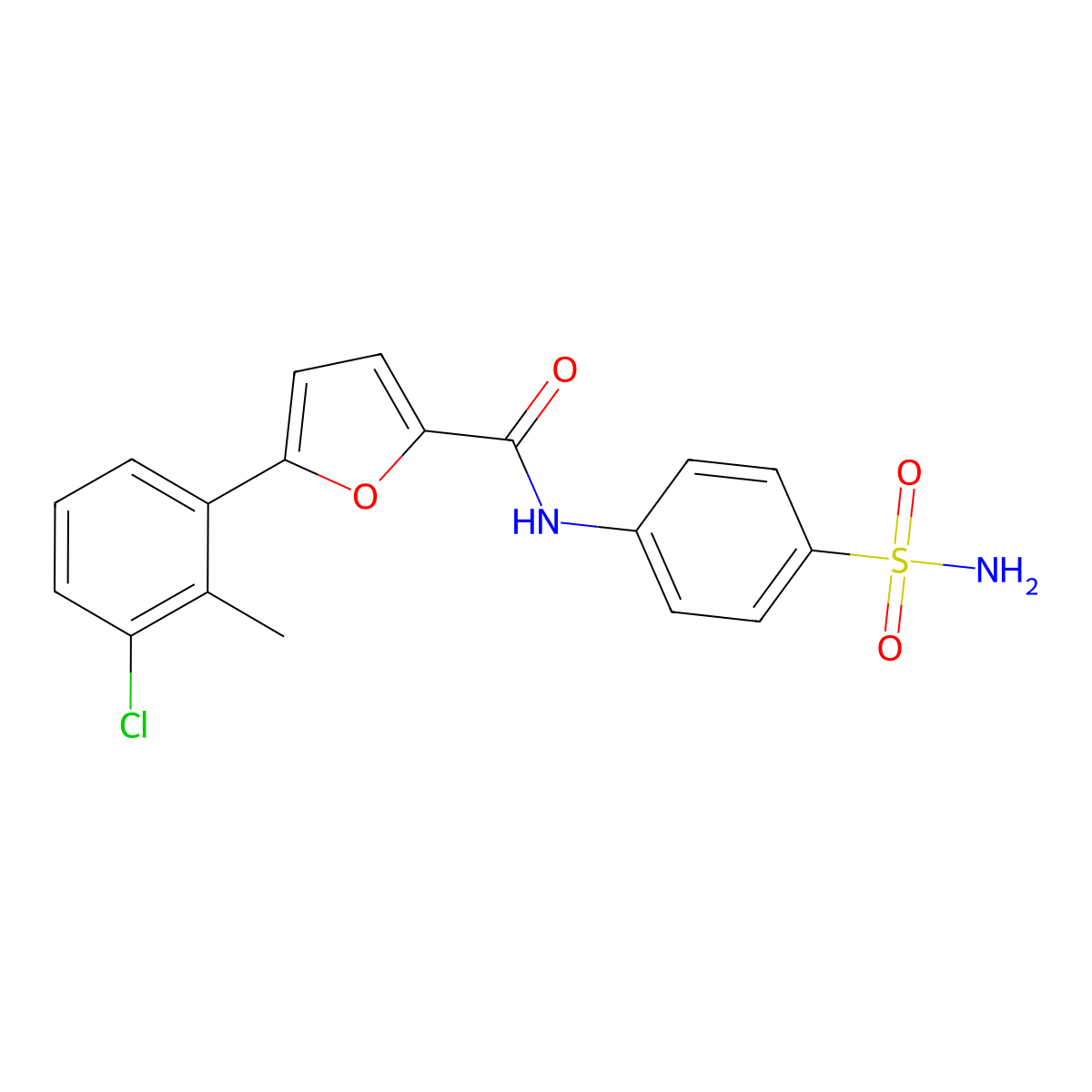 5-(3-chloro-2-methylphenyl)-N-(4-sulfamoylphenyl)furan-2-carboxamide molecular structure, CAS 355827-21-3