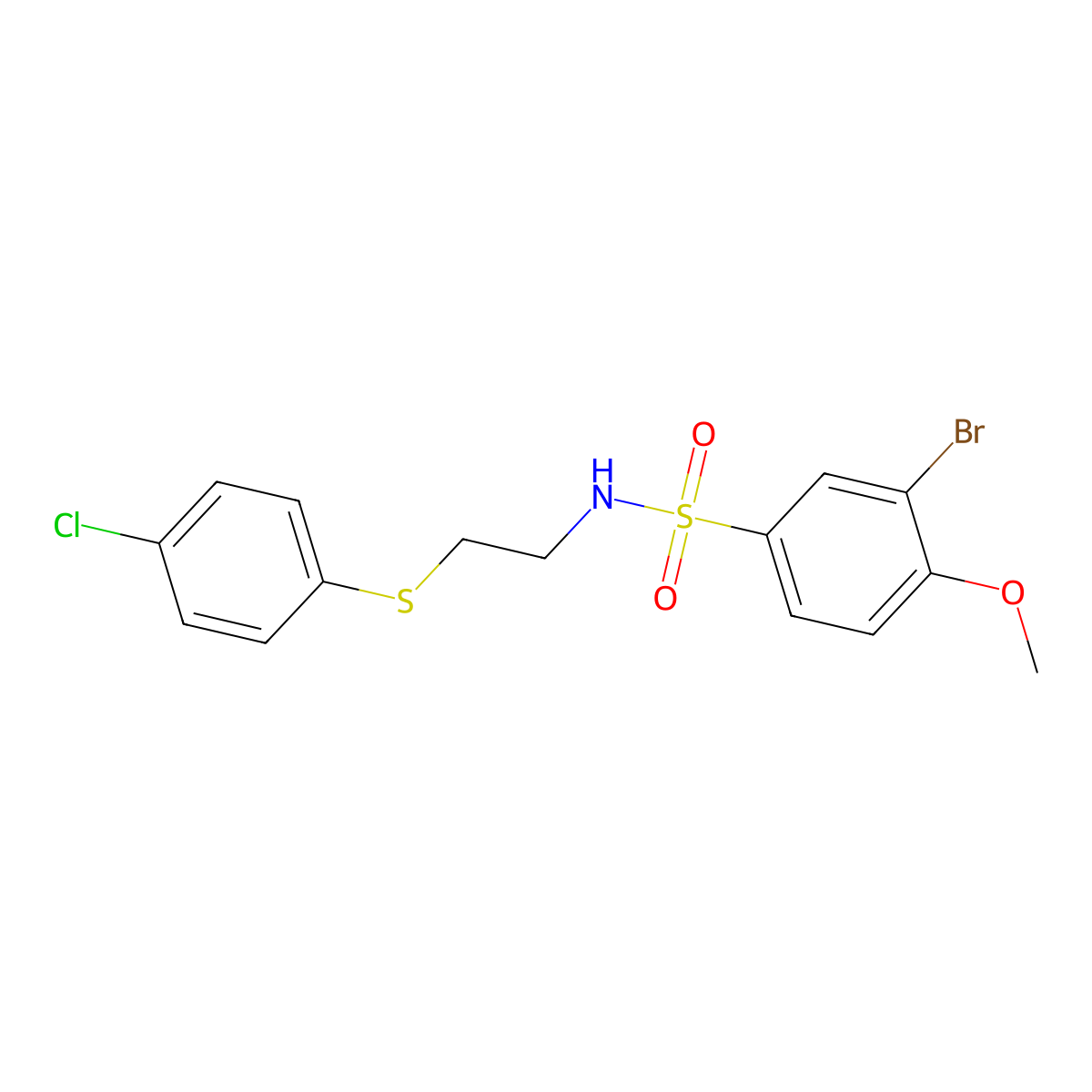 3-bromo-N-[2-(4-chlorophenyl)sulfanylethyl]-4-methoxybenzenesulfonamide molecular structure, CAS 355828-58-9