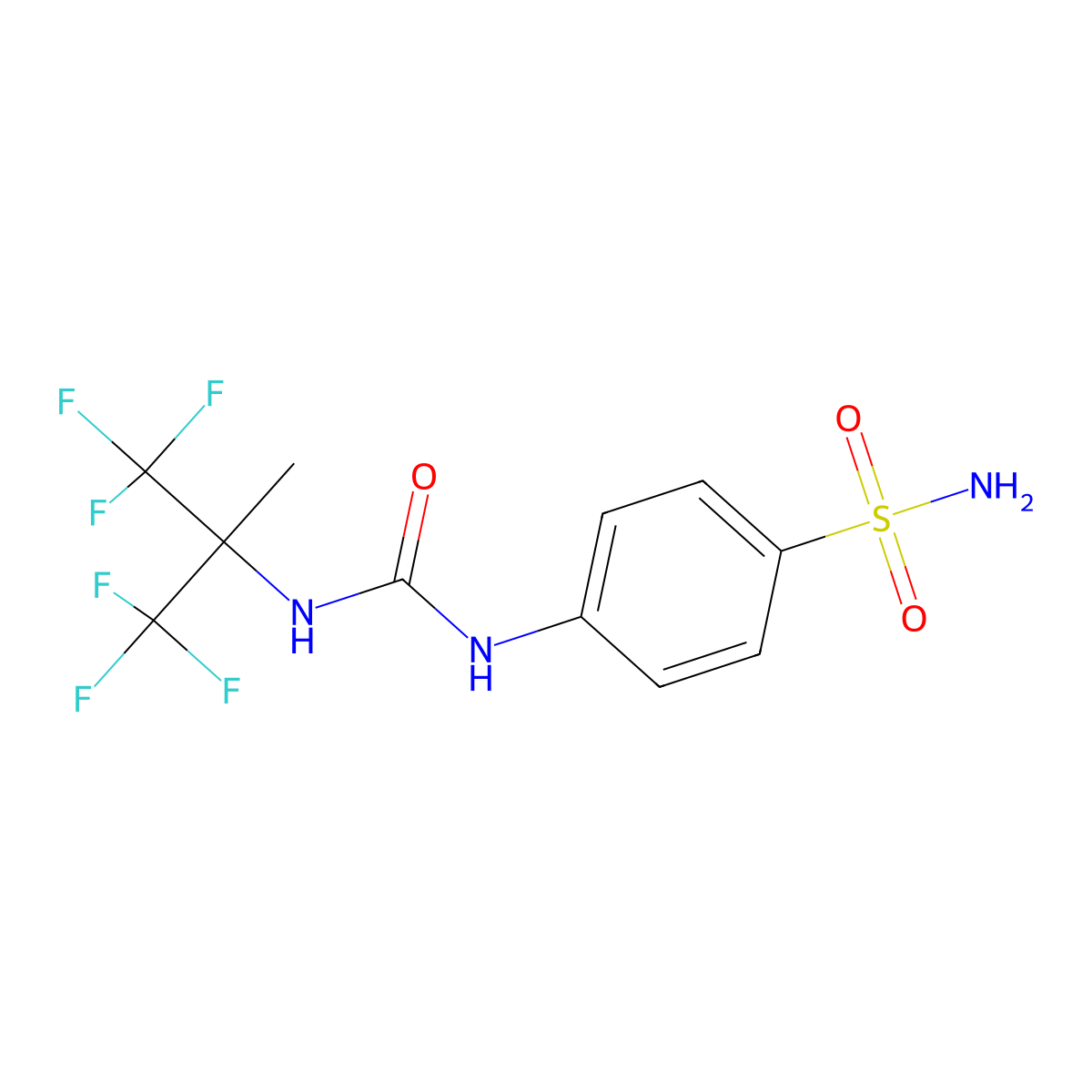 4-{[(1,1,1,3,3,3-Hexafluoro-2-methylpropan-2-yl)carbamoyl]amino}benzenesulfonamide molecular structure, CAS 355829-58-2