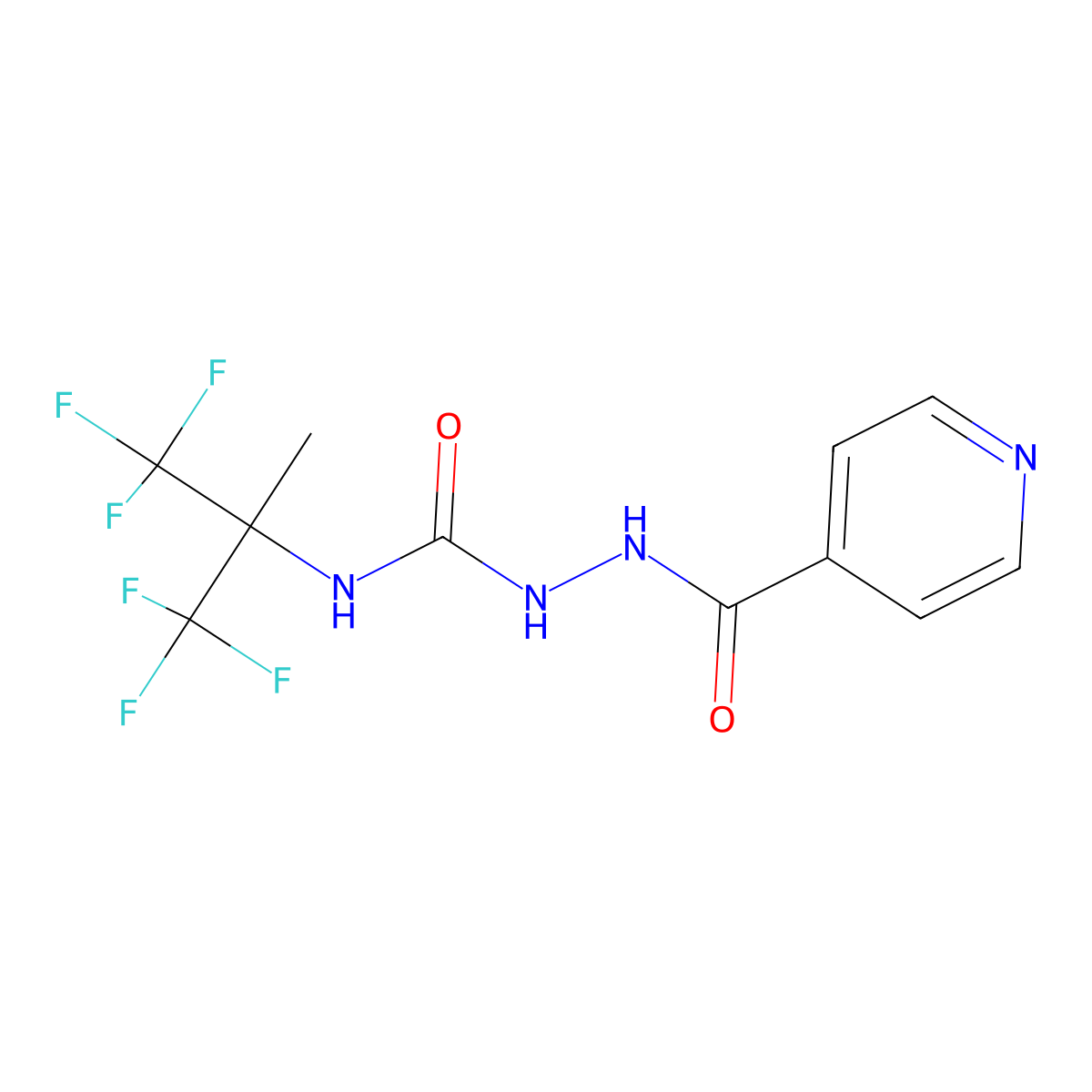 1-(1,1,1,3,3,3-Hexafluoro-2-methylpropan-2-yl)-3-(pyridine-4-carbonylamino)urea molecular structure, CAS 355829-60-6