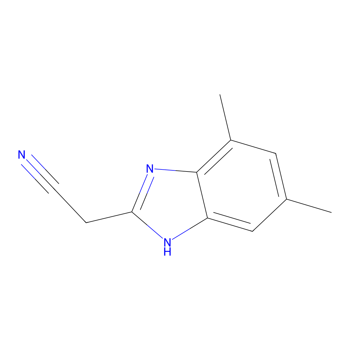2-(4,6-Dimethyl-1H-benzo[d]imidazol-2-yl)acetonitrile molecular structure, CAS 355829-91-3