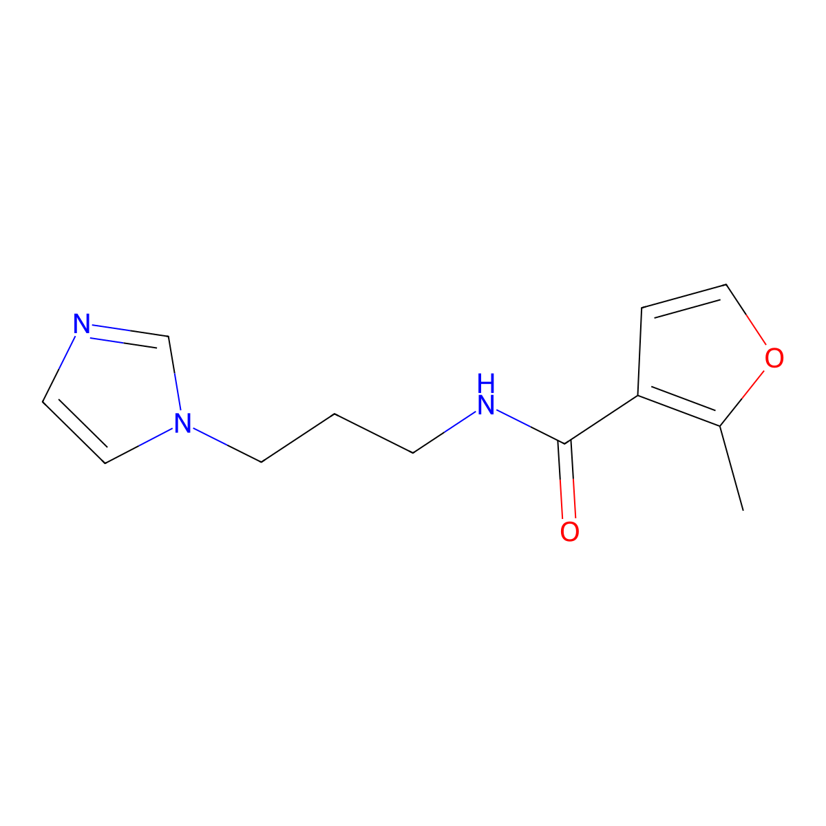 N-(3-imidazol-1-ylpropyl)-2-methylfuran-3-carboxamide molecular structure, CAS 355830-25-0