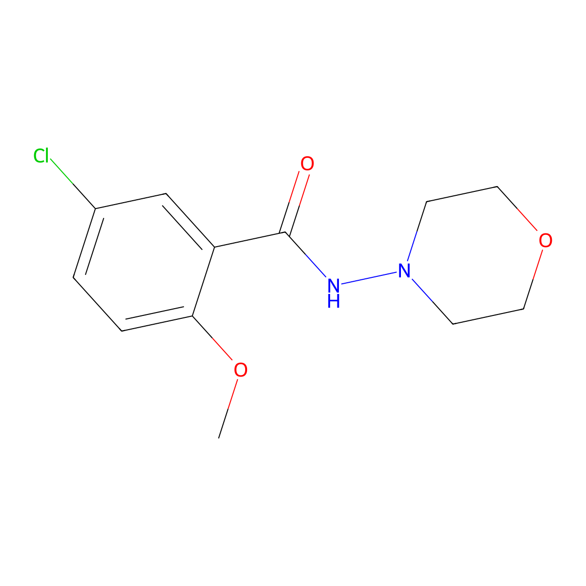 5-chloro-2-methoxy-N-(morpholin-4-yl)benzamide molecular structure, CAS 355830-56-7