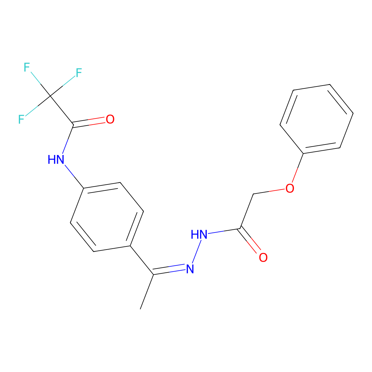 2-Phenoxyacetic acid 2-[1-[4-[(2,2,2-trifluoroacetyl)amino]phenyl]ethylidene]hydrazide molecular structure, CAS 355830-82-9
