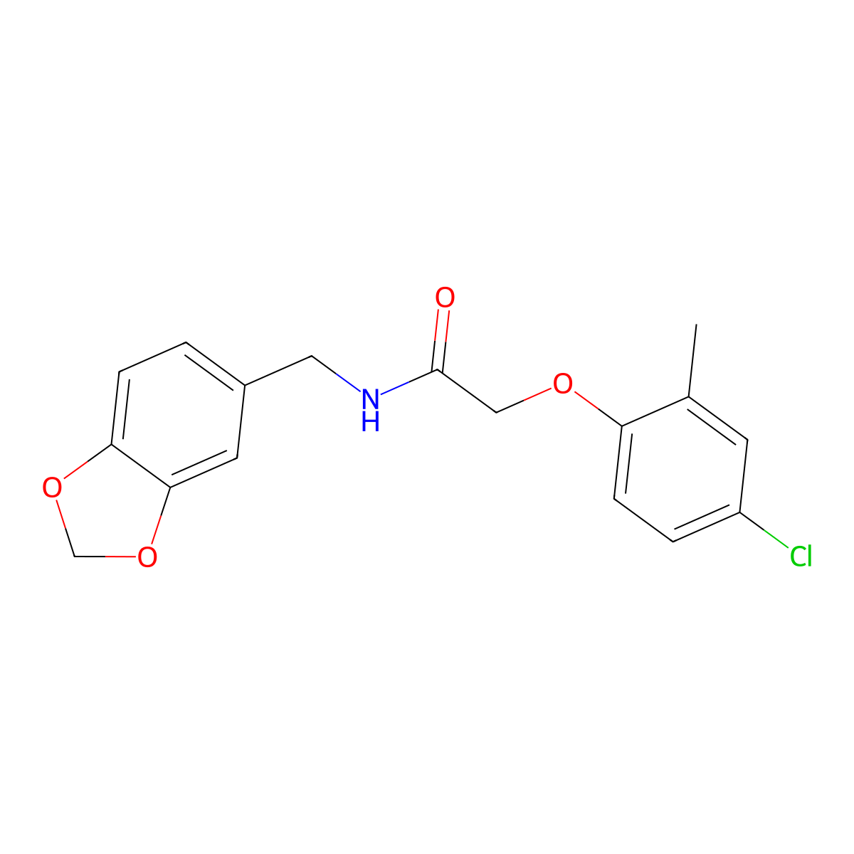 N-(1,3-benzodioxol-5-ylmethyl)-2-(4-chloro-2-methylphenoxy)acetamide molecular structure, CAS 355831-38-8